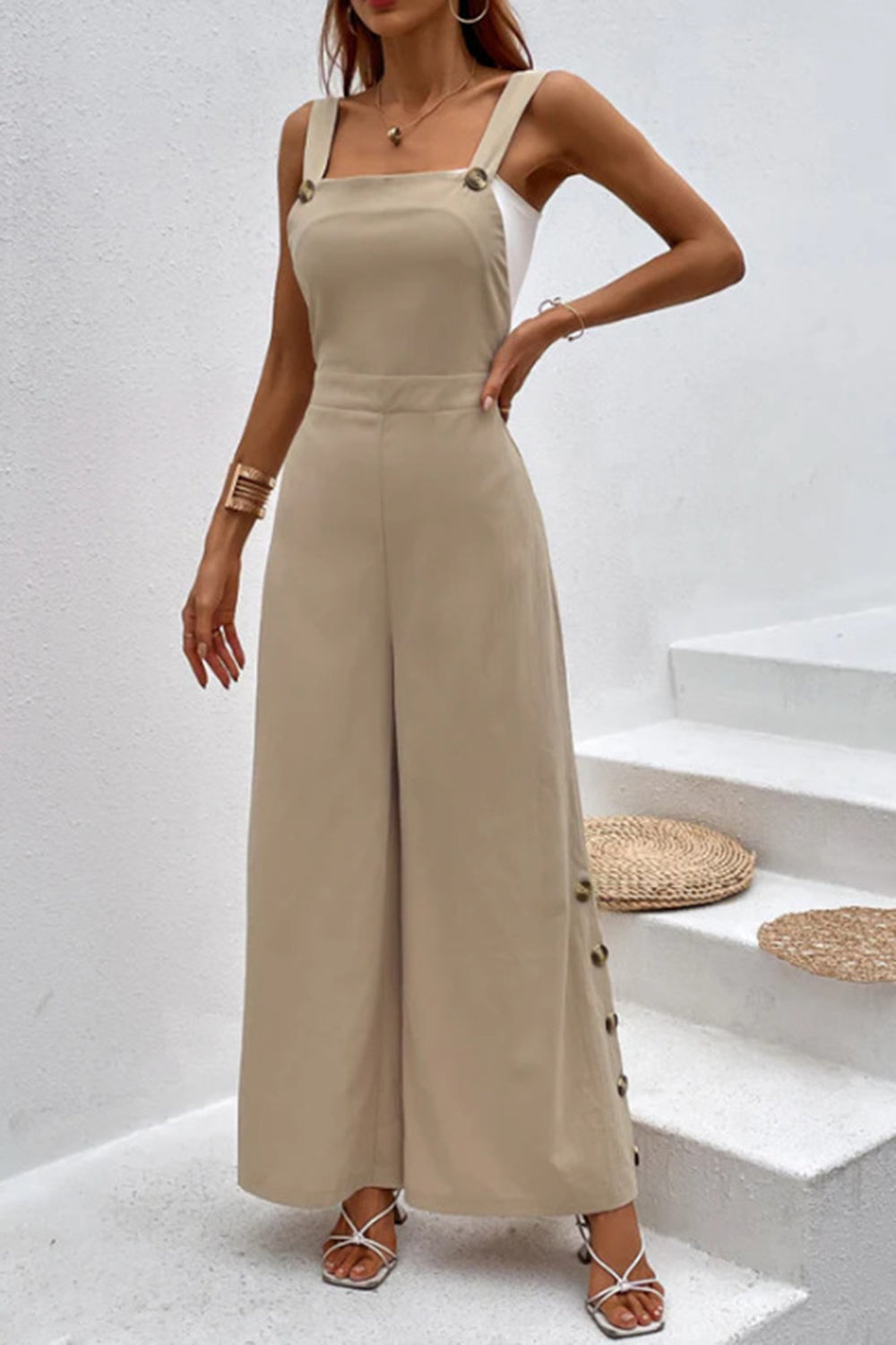 Square Neck Wide Strap Jumpsuit   