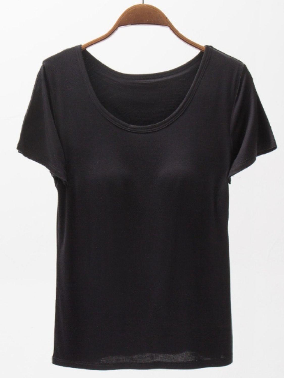 STUNNLY  Round Neck Modal T-Shirt with Bra Black M 