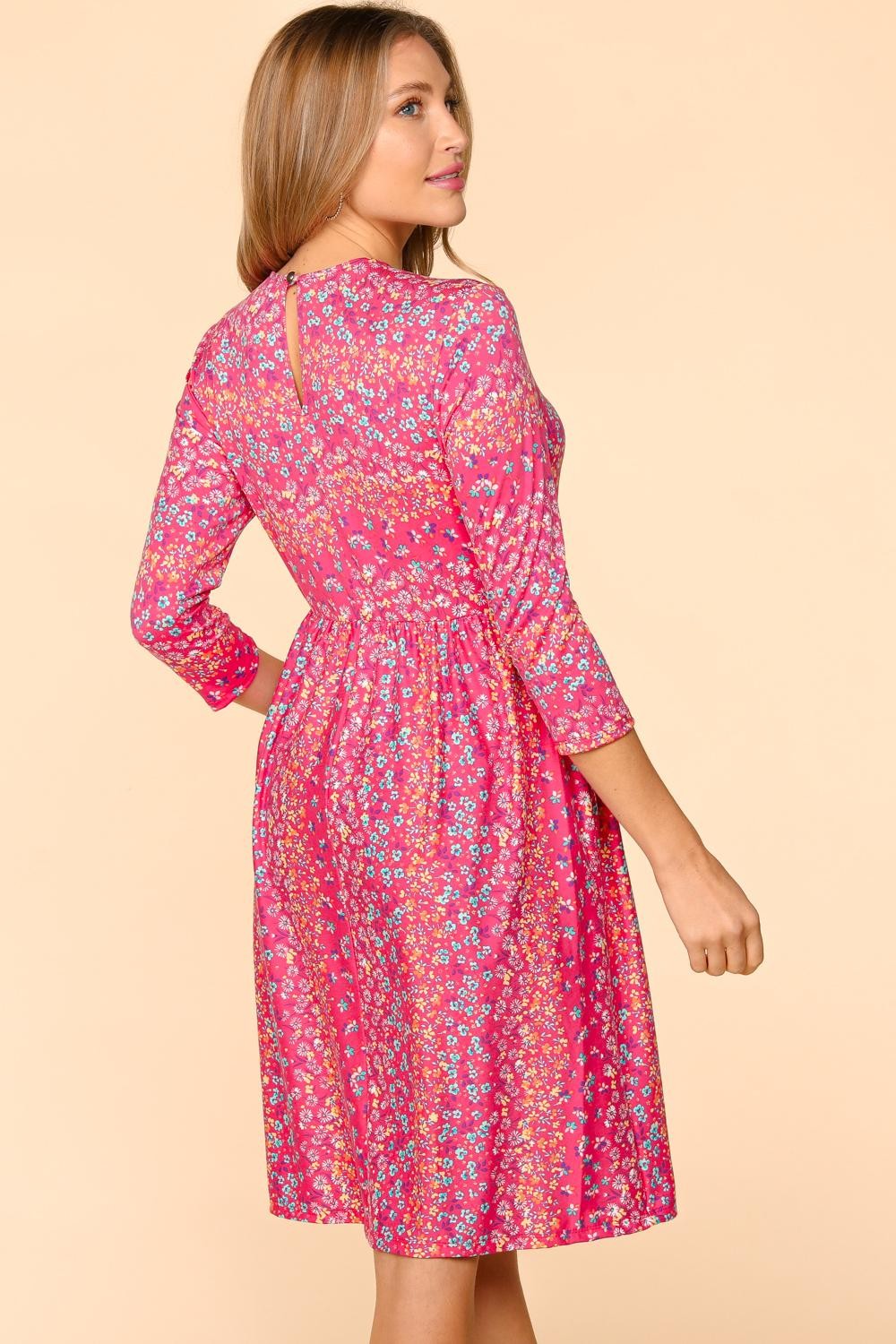 Haptics Round Neck Floral Dress with Pockets   