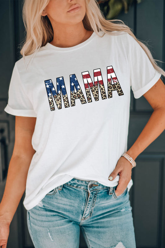 STUNNLY  MAMA Round Neck Short Sleeve T-Shirt White S 