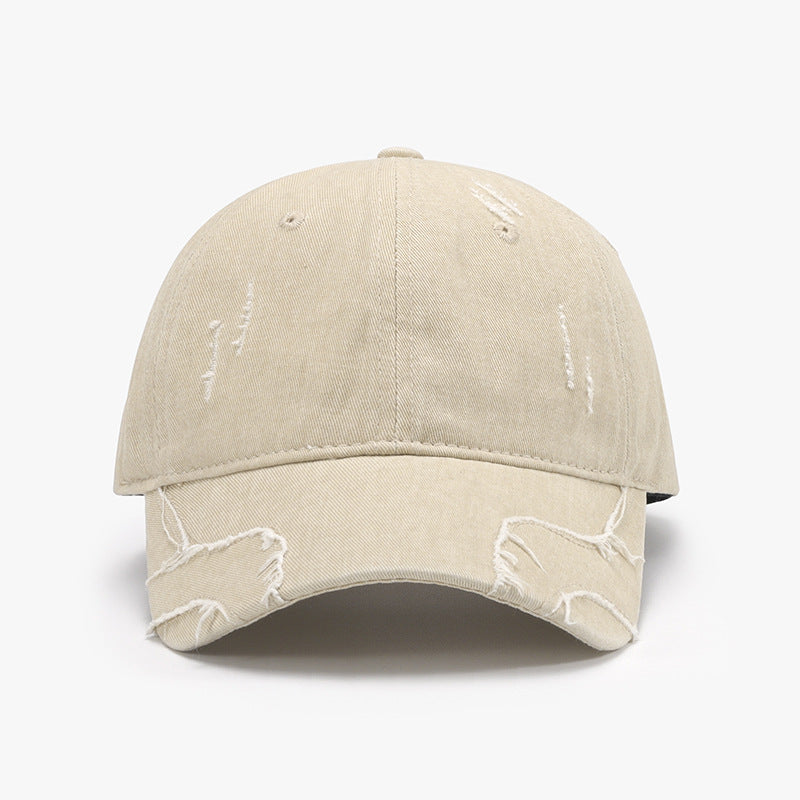 STUNNLY  Raw Hem Adjustable Cap Ivory One Size 