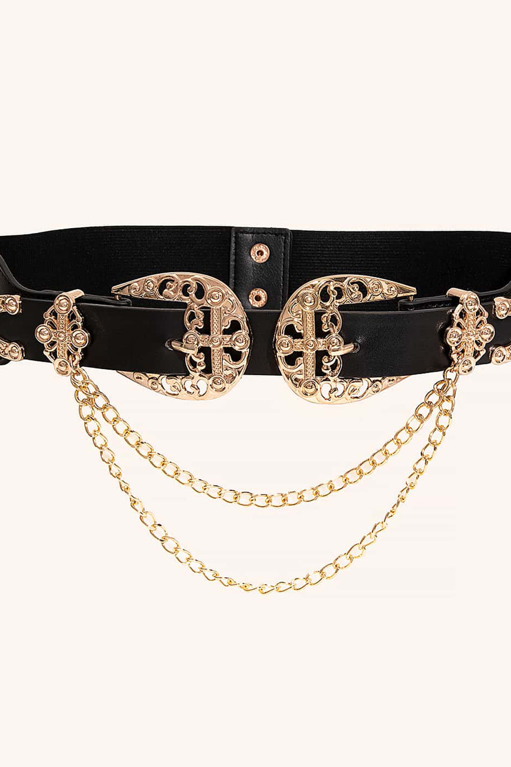 Chain Detail Double Buckle Belt   