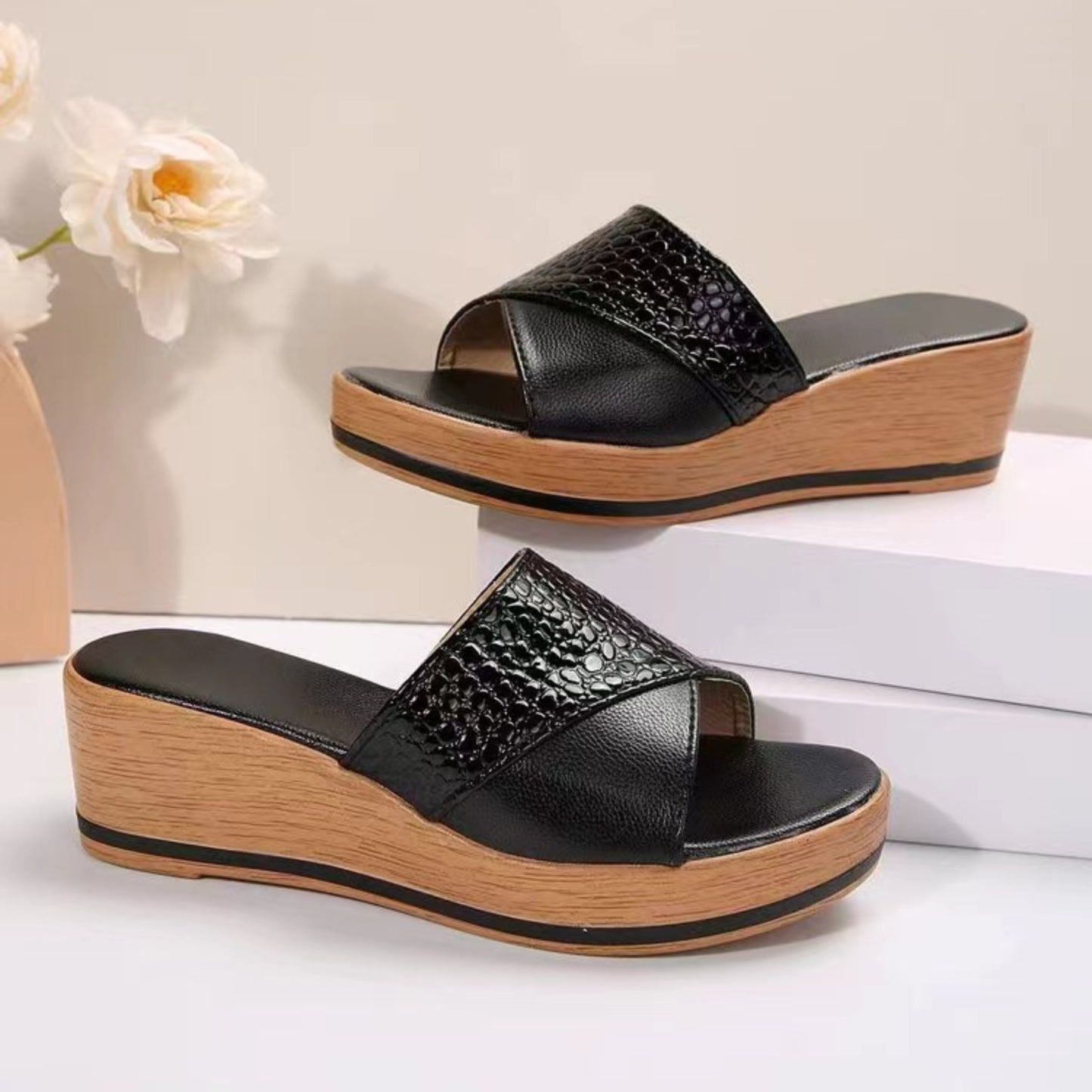 PU Leather Open Toe Sandals   