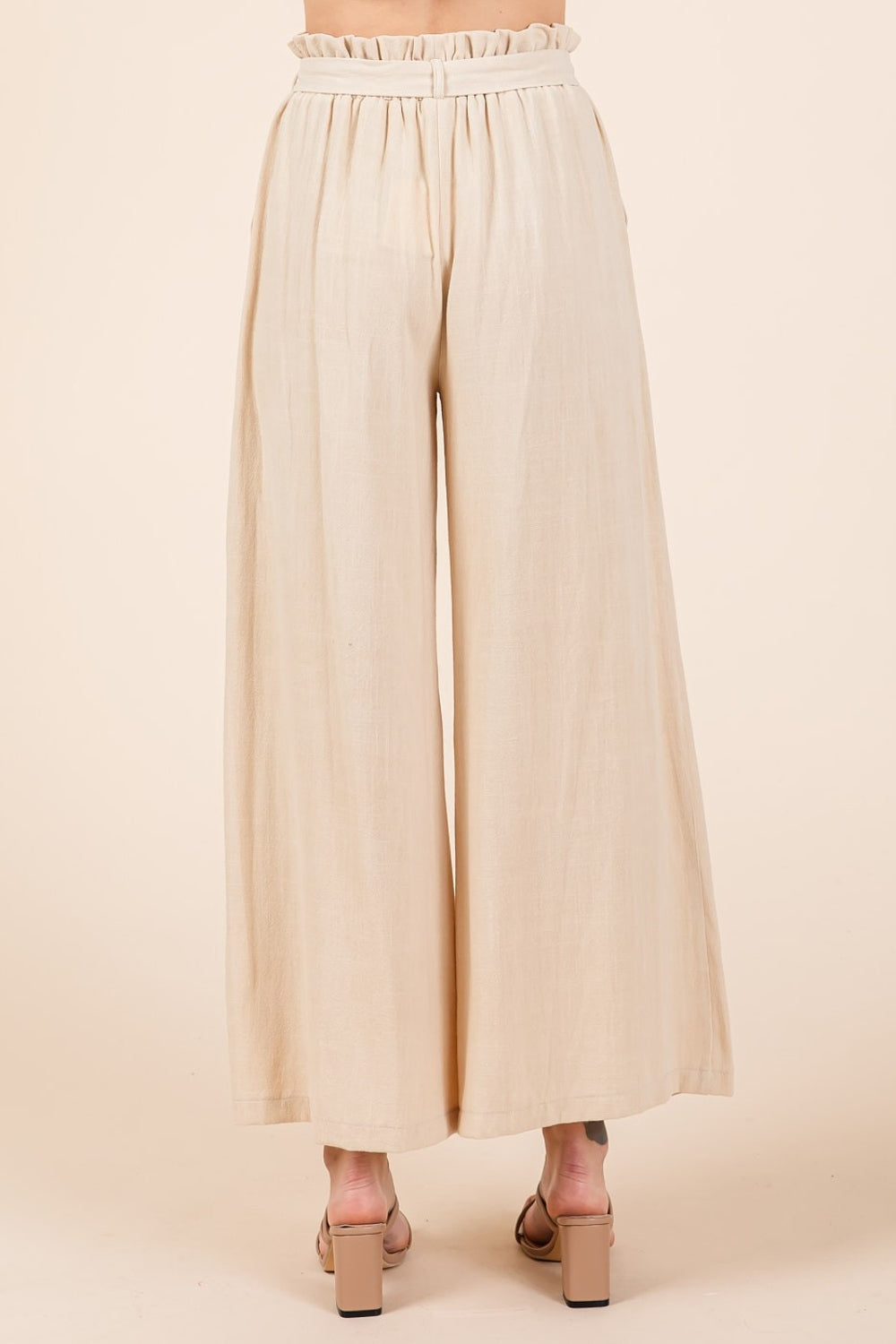 Mittoshop High Waist Tie Front Wide Leg Pants   