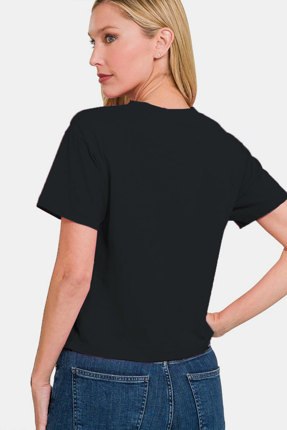 STUNNLY  Zenana Round Neck Short Sleeve Cropped T-Shirt   