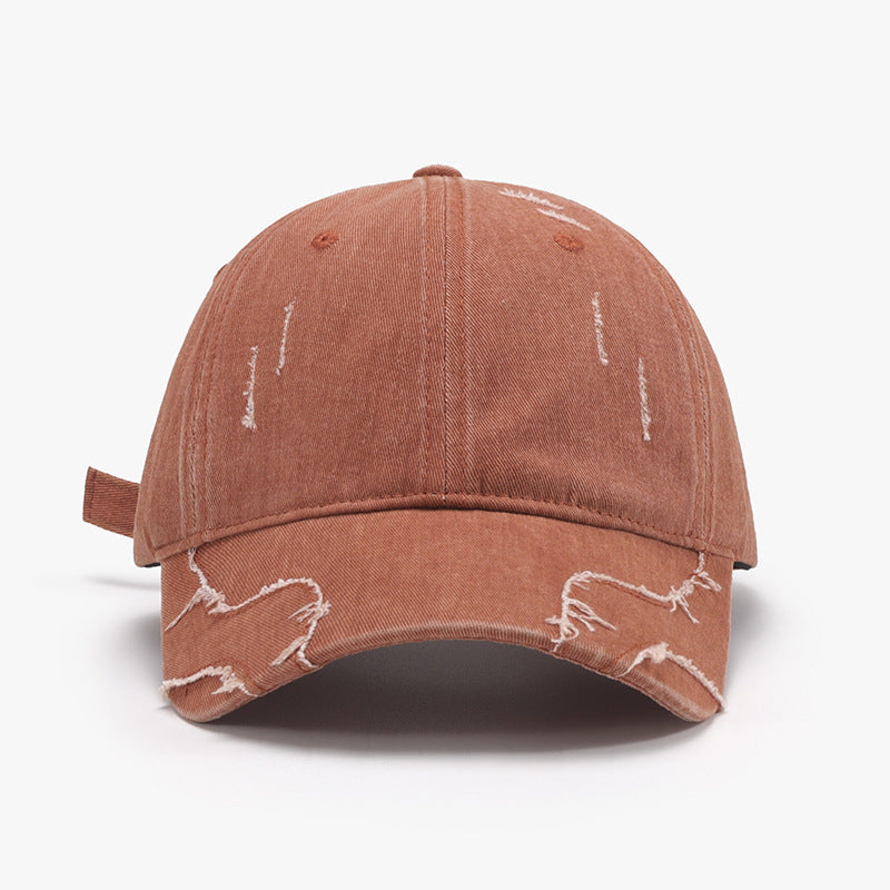 STUNNLY  Raw Hem Adjustable Cap Caramel One Size 