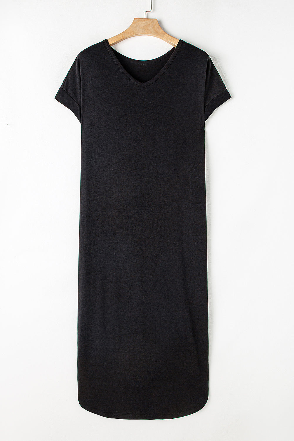 Slit Round Neck Short Sleeve Maxi Dress   