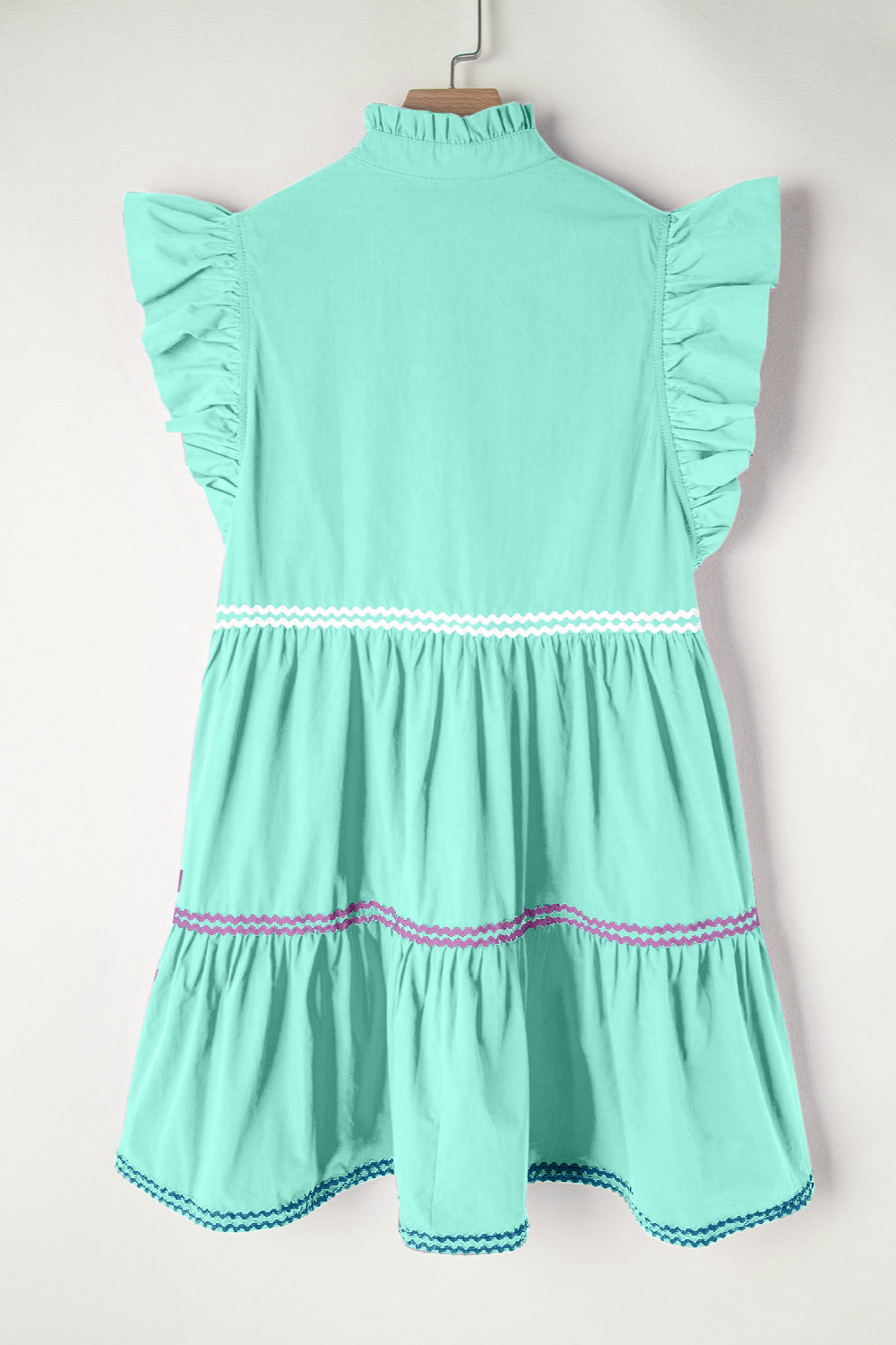 Ruffled Notched Cap Sleeve Mini Dress   