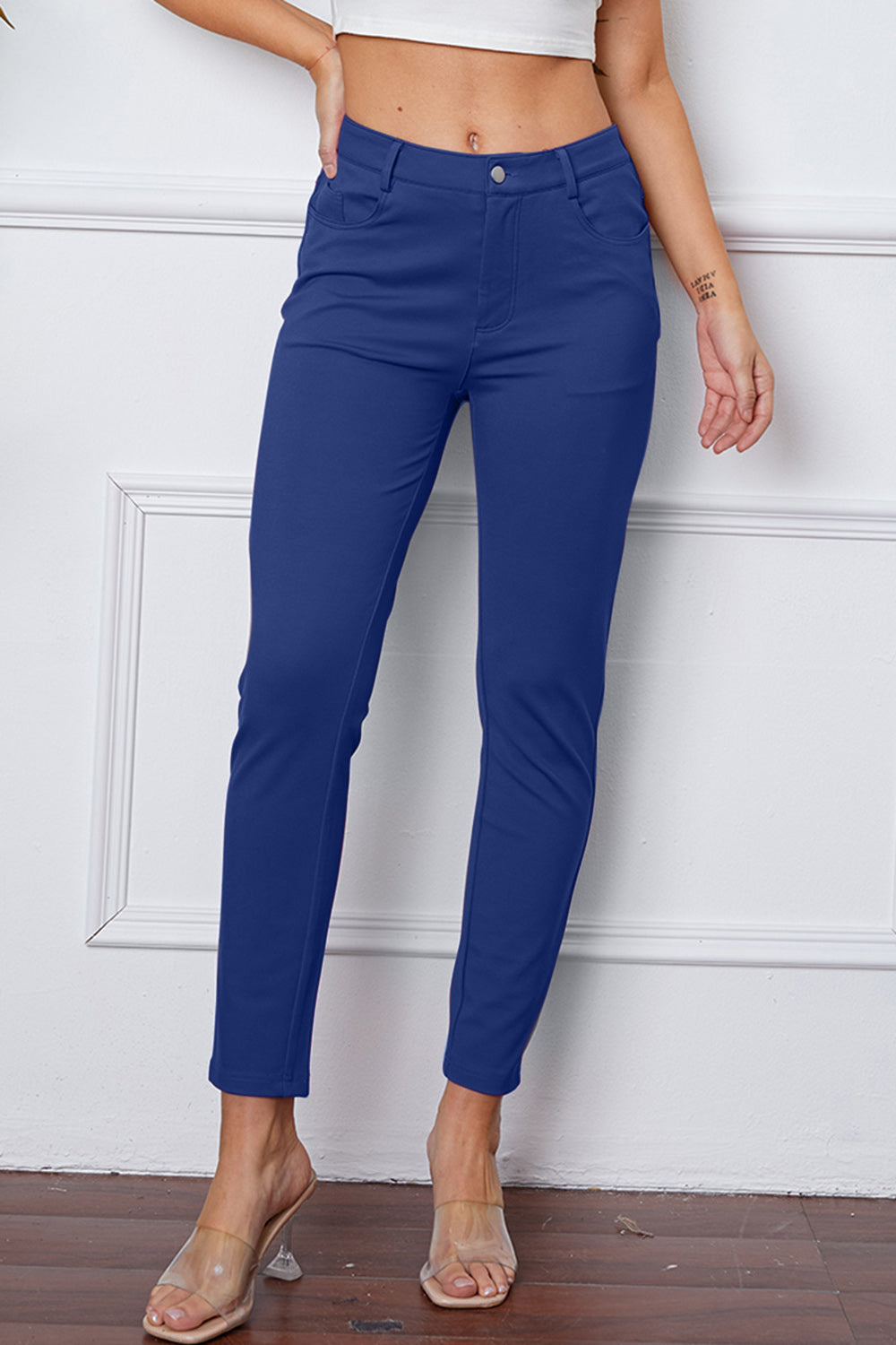 StretchyStitch Pants by Basic Bae Royal  Blue L 