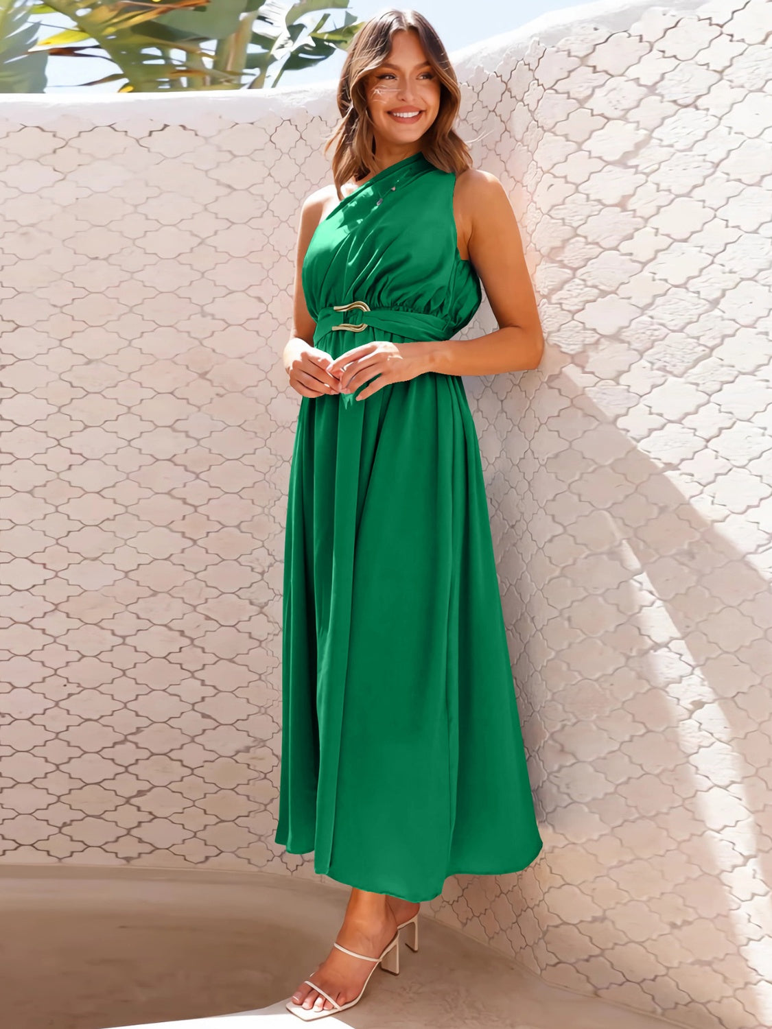 Single Shoulder Midi Dress   