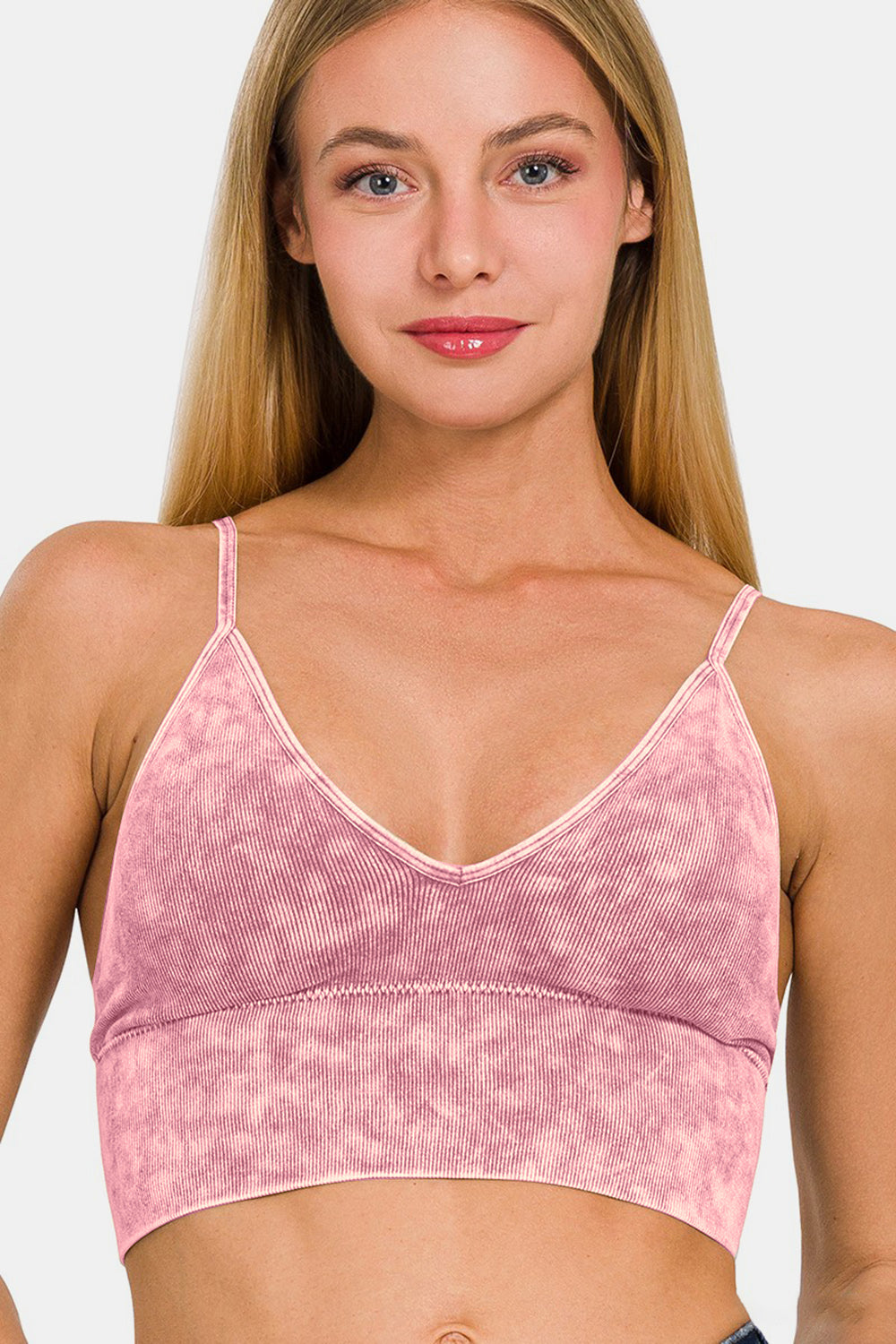 STUNNLY  Zenana Washed Ribbed Bra Padded Cami   