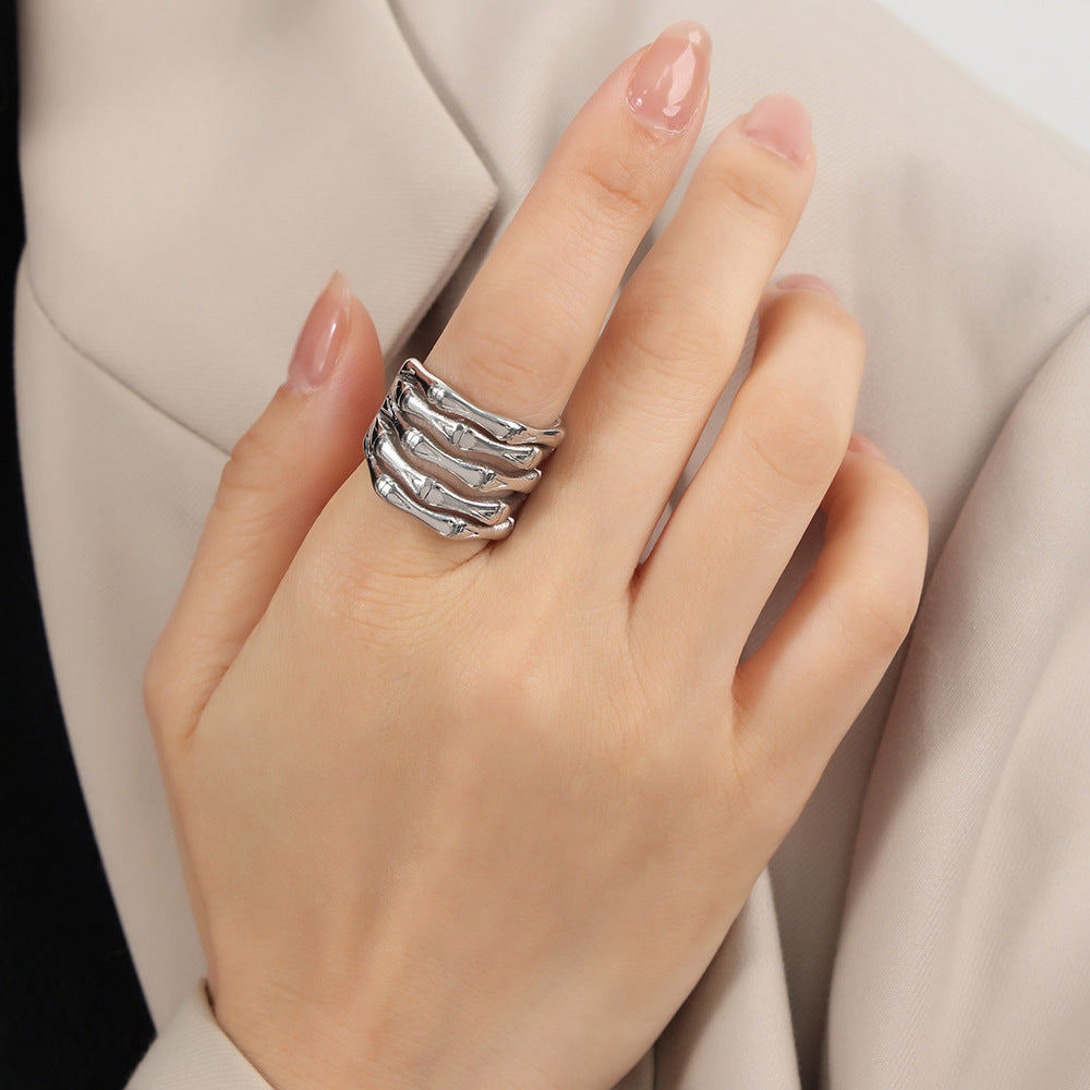 Titanium Steel Multi-Layered Ring Silver 6 