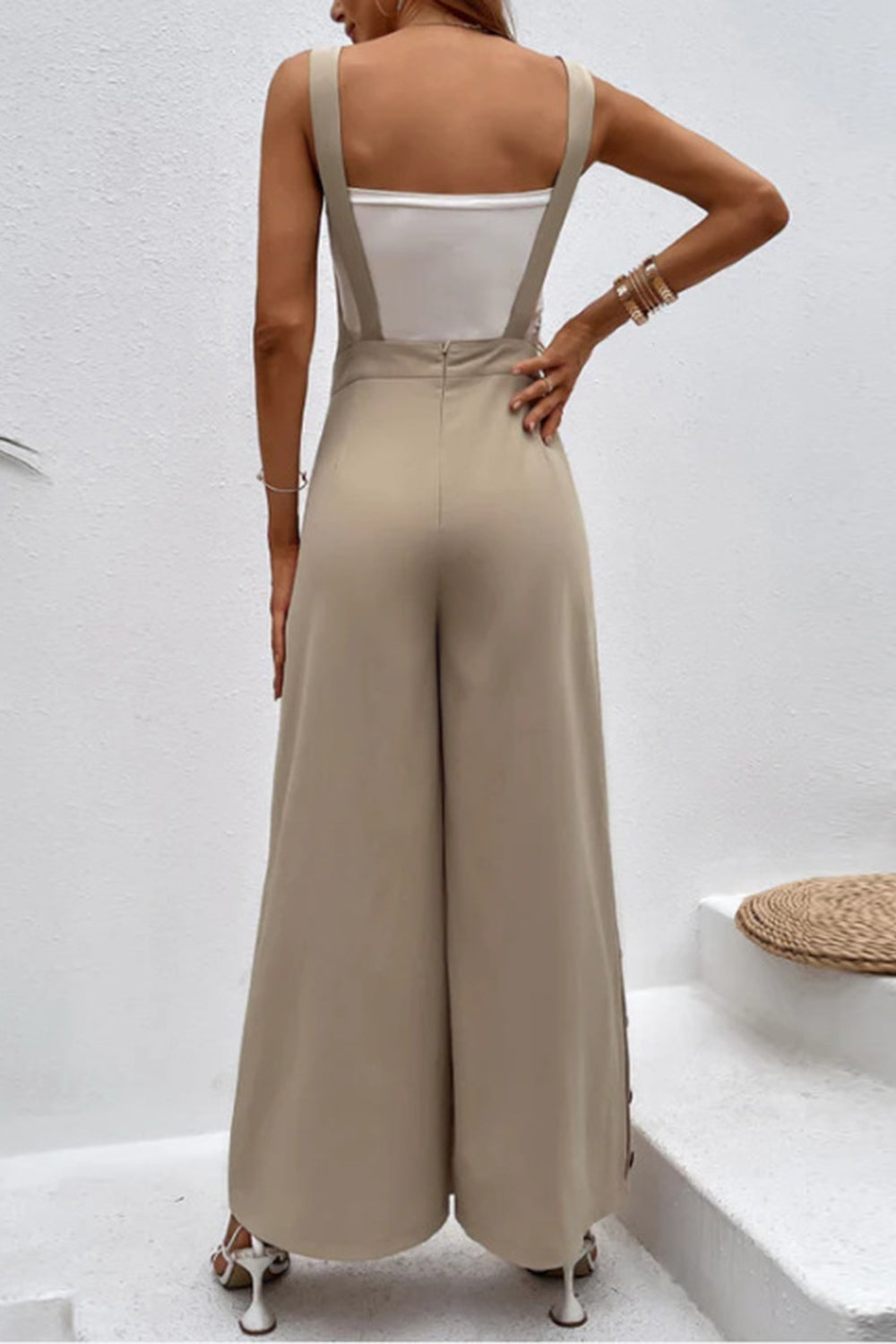 Square Neck Wide Strap Jumpsuit   