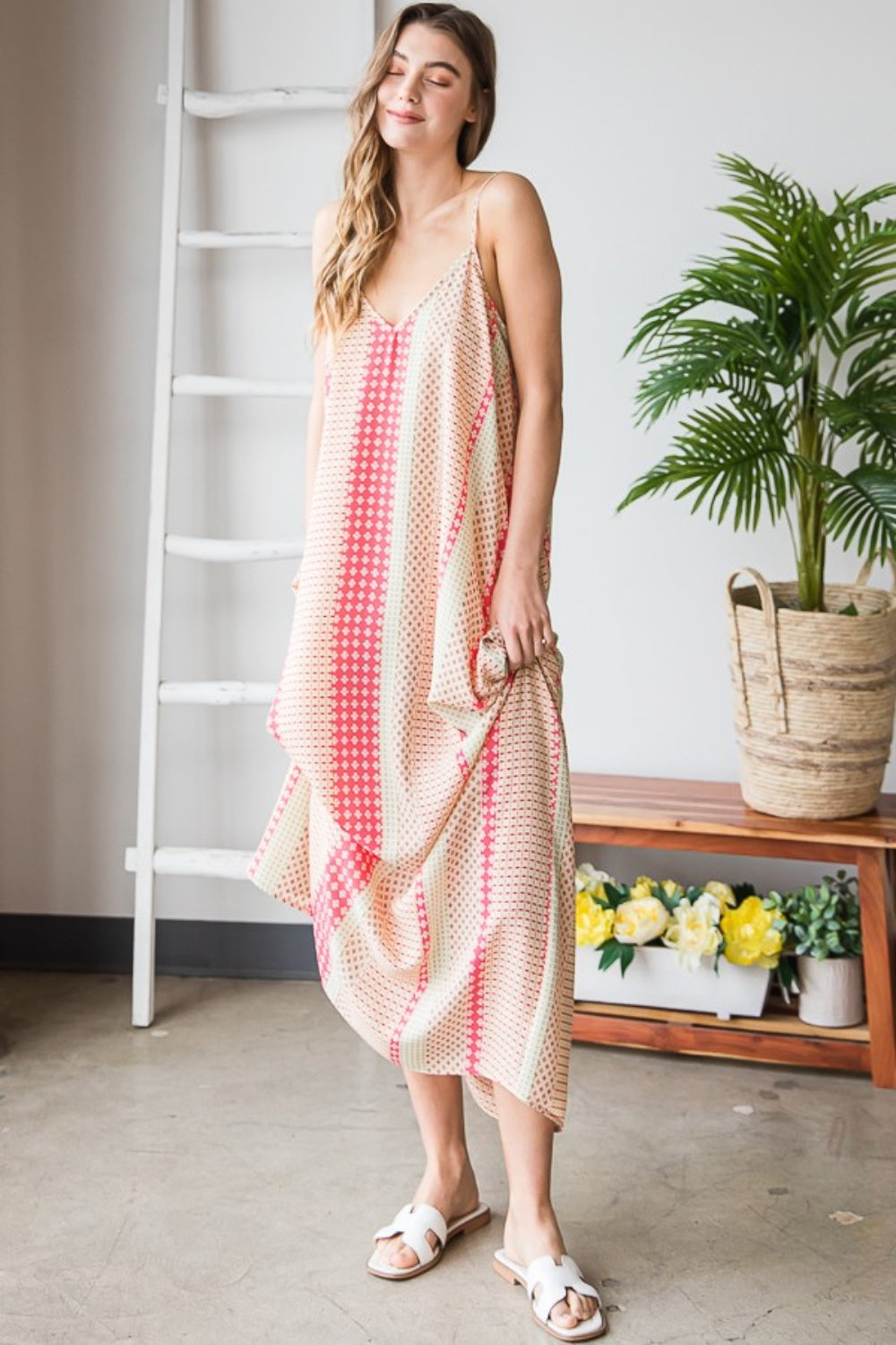 Heimish Printed Maxi Cami Dress with Pockets   