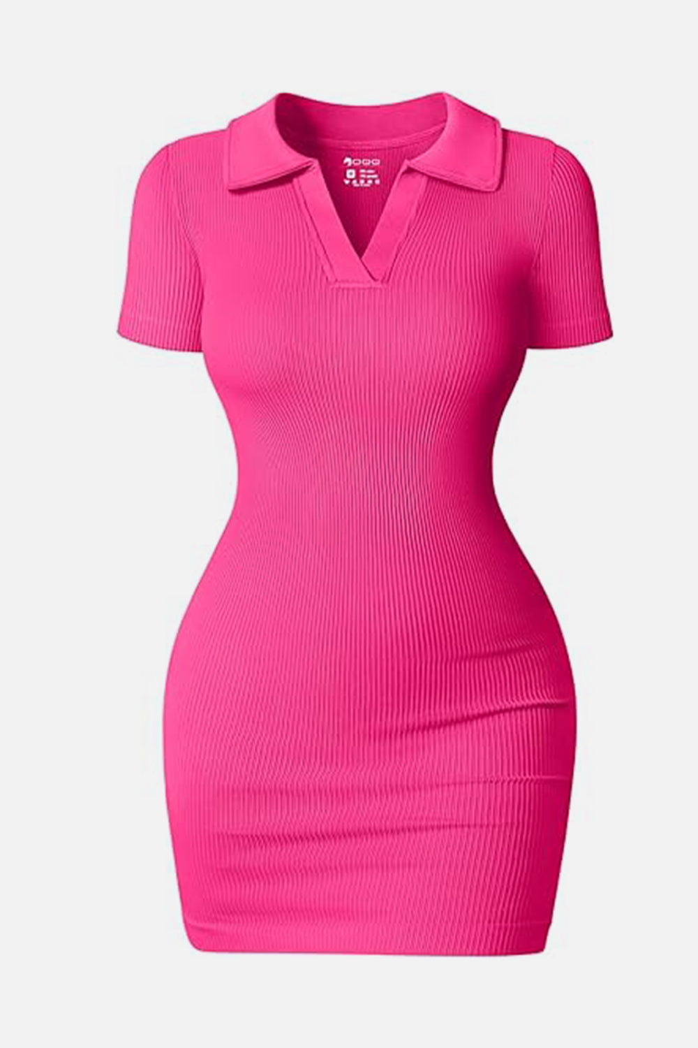 Johnny Collar Short Sleeve Active Dress Hot Pink S 