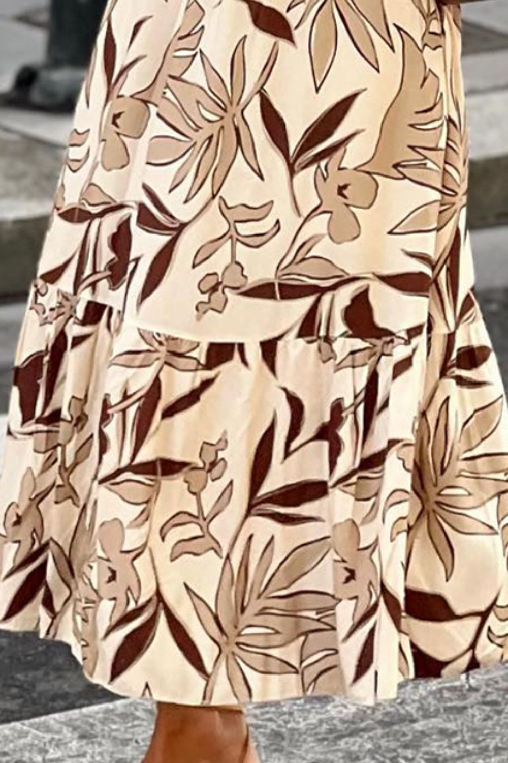 Ruffled Printed Cap Sleeve Midi Dress   