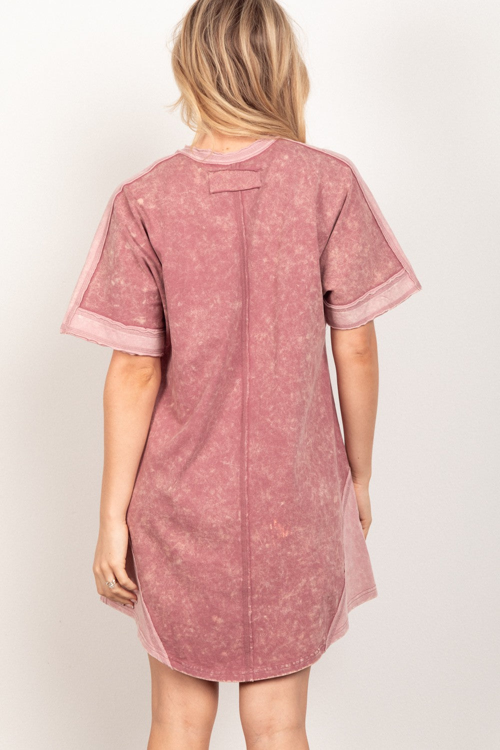 VERY J Short Sleeve V-Neck Tee Dress   