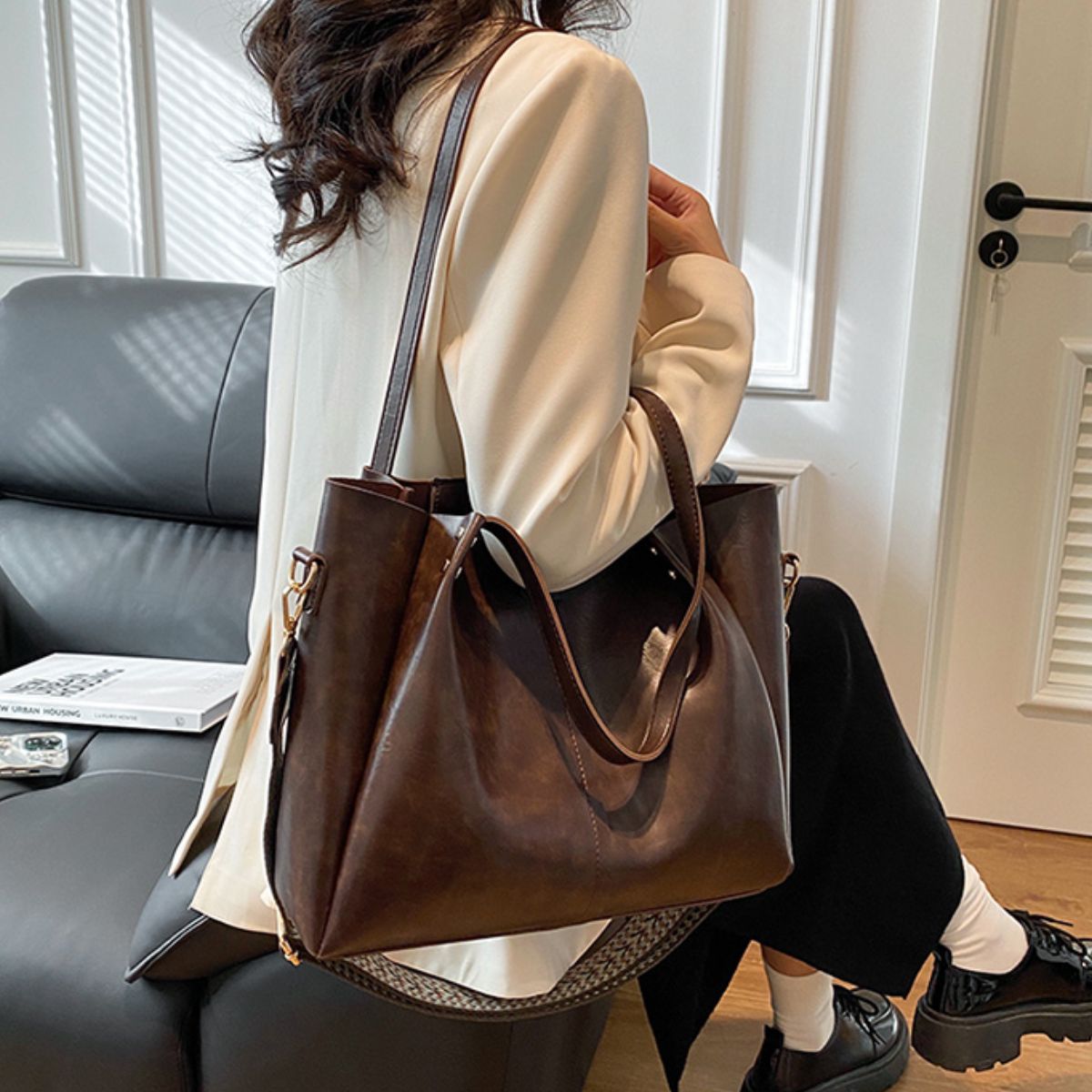 PU Leather Large Tote Bag   