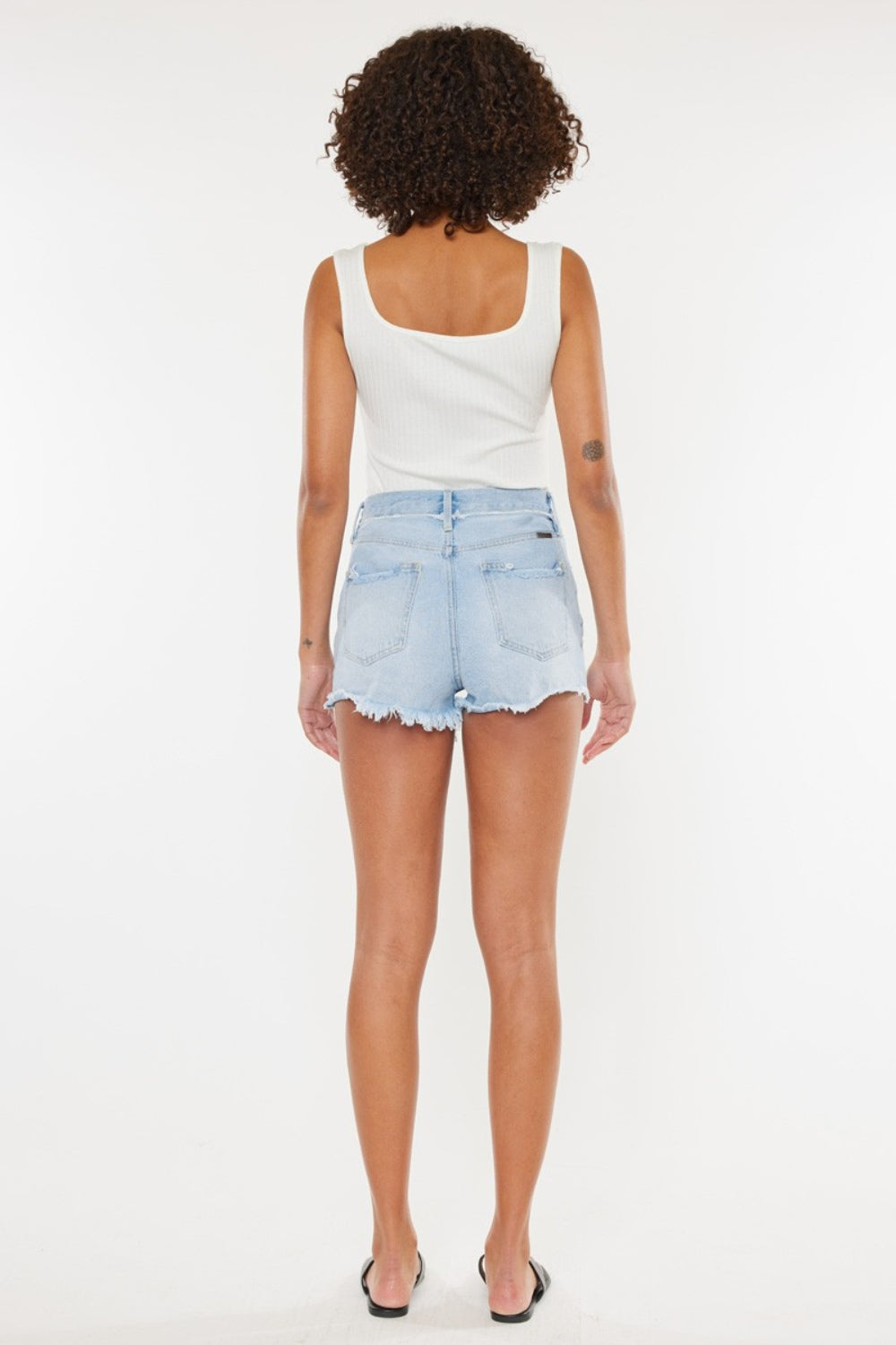 STUNNLY  Kancan Distressed Button Fly Denim Shorts   