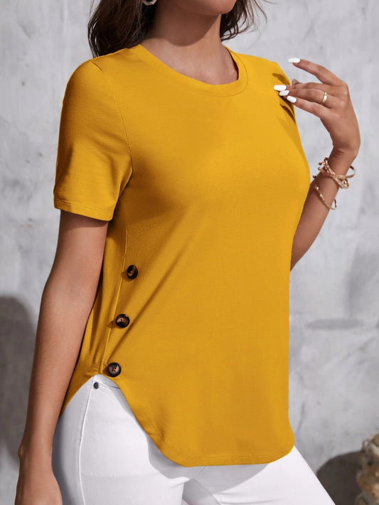 STUNNLY  Round Neck Short Sleeve T-Shirt Sherbet S 