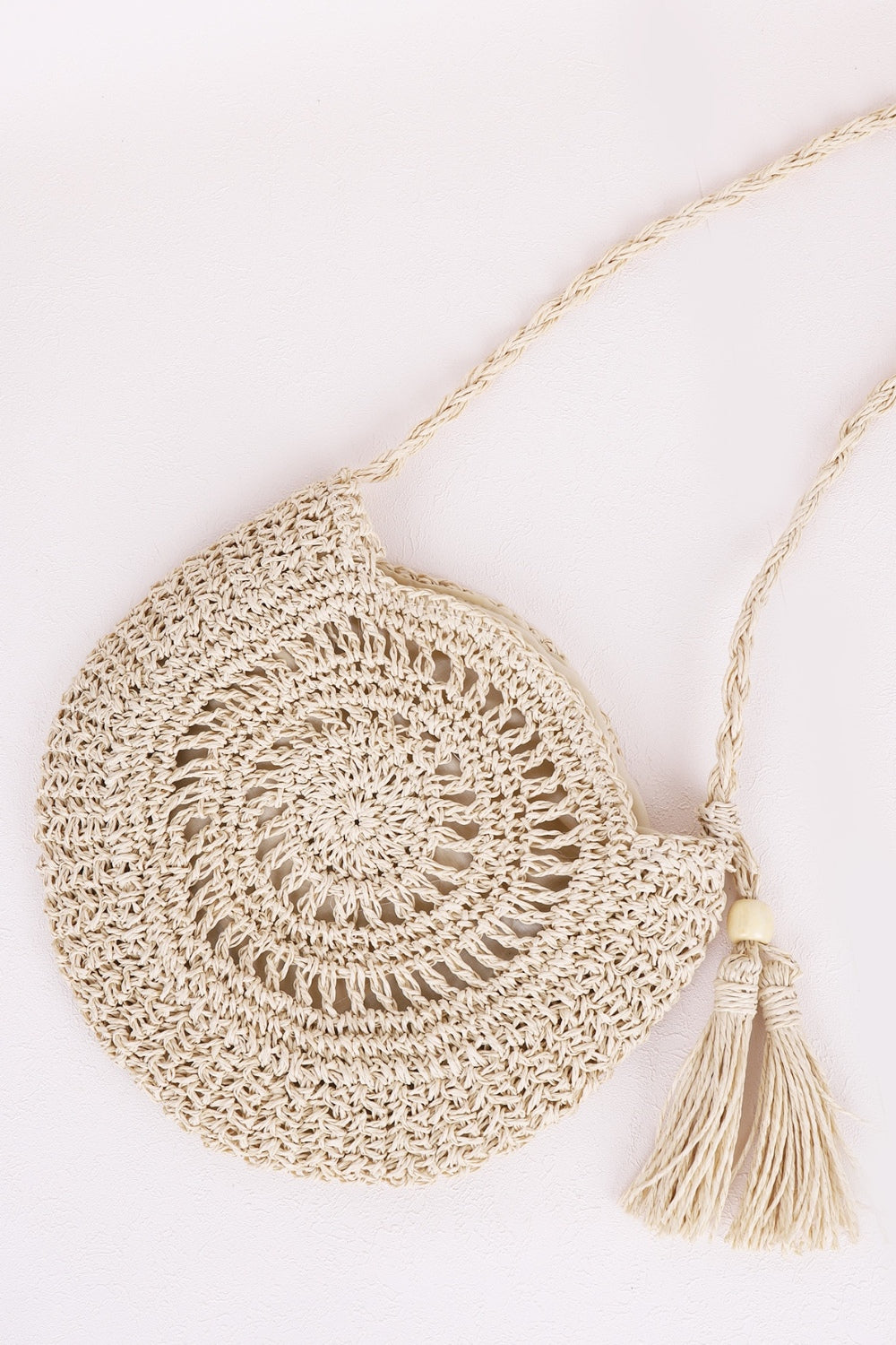 Tassel Straw Braided Strap Shoulder Bag   