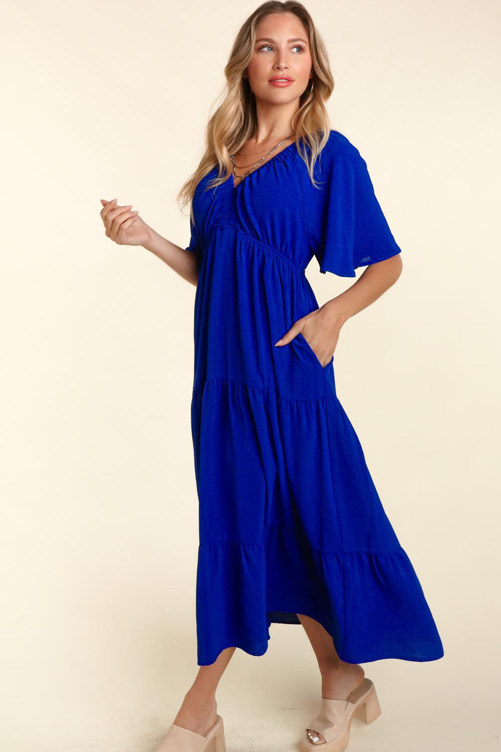 Haptics Tiered Babydoll Maxi Dress with Side Pocket   