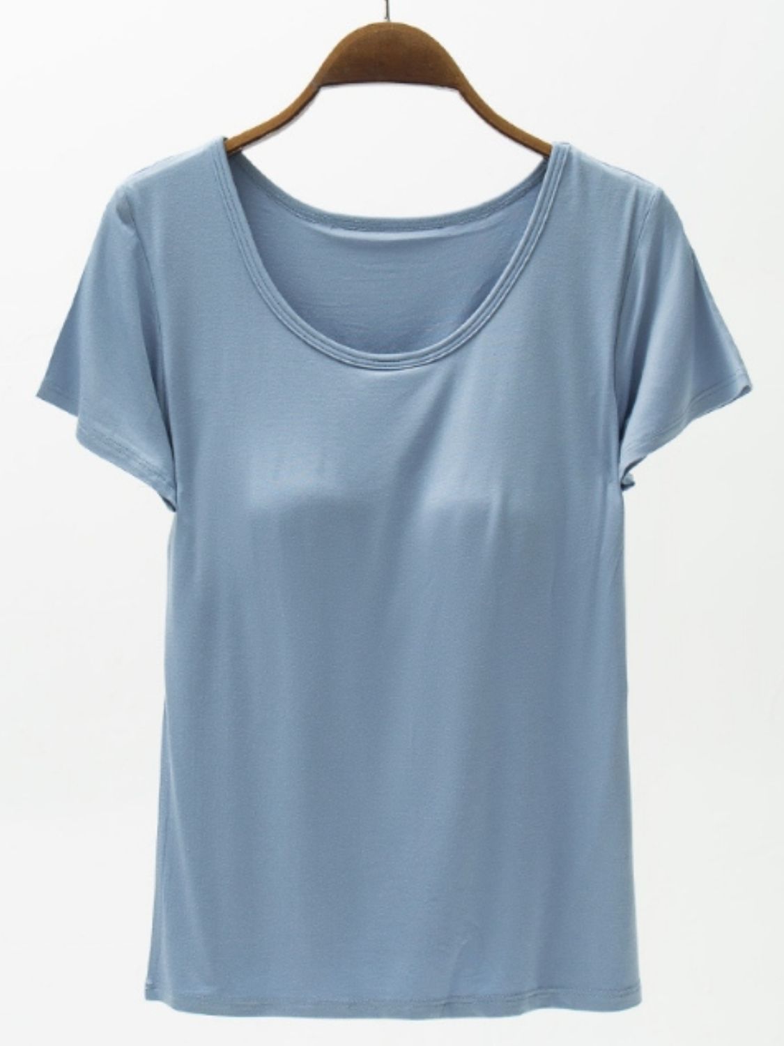 STUNNLY  Round Neck Modal T-Shirt with Bra   