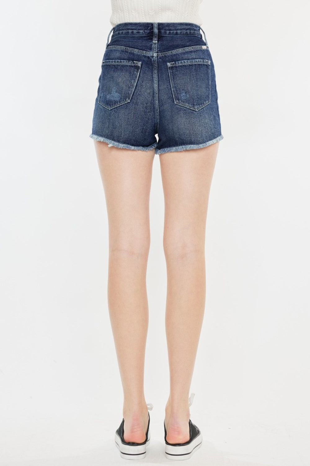 STUNNLY  Kancan Raw Hem Button Fly Denim Shorts   