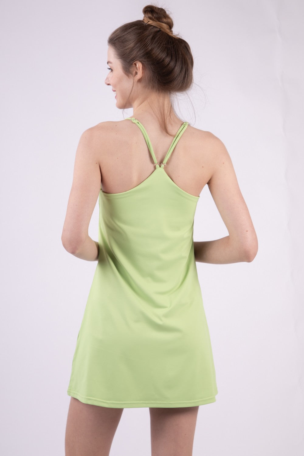 VERY J Sleeveless Active Tennis Dress with Unitard Liner   