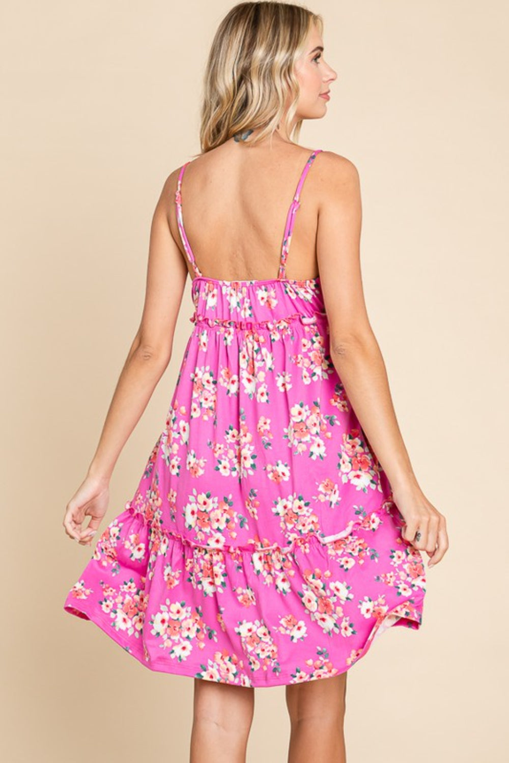 Culture Code Full Size Floral Ruffled Cami Dress   