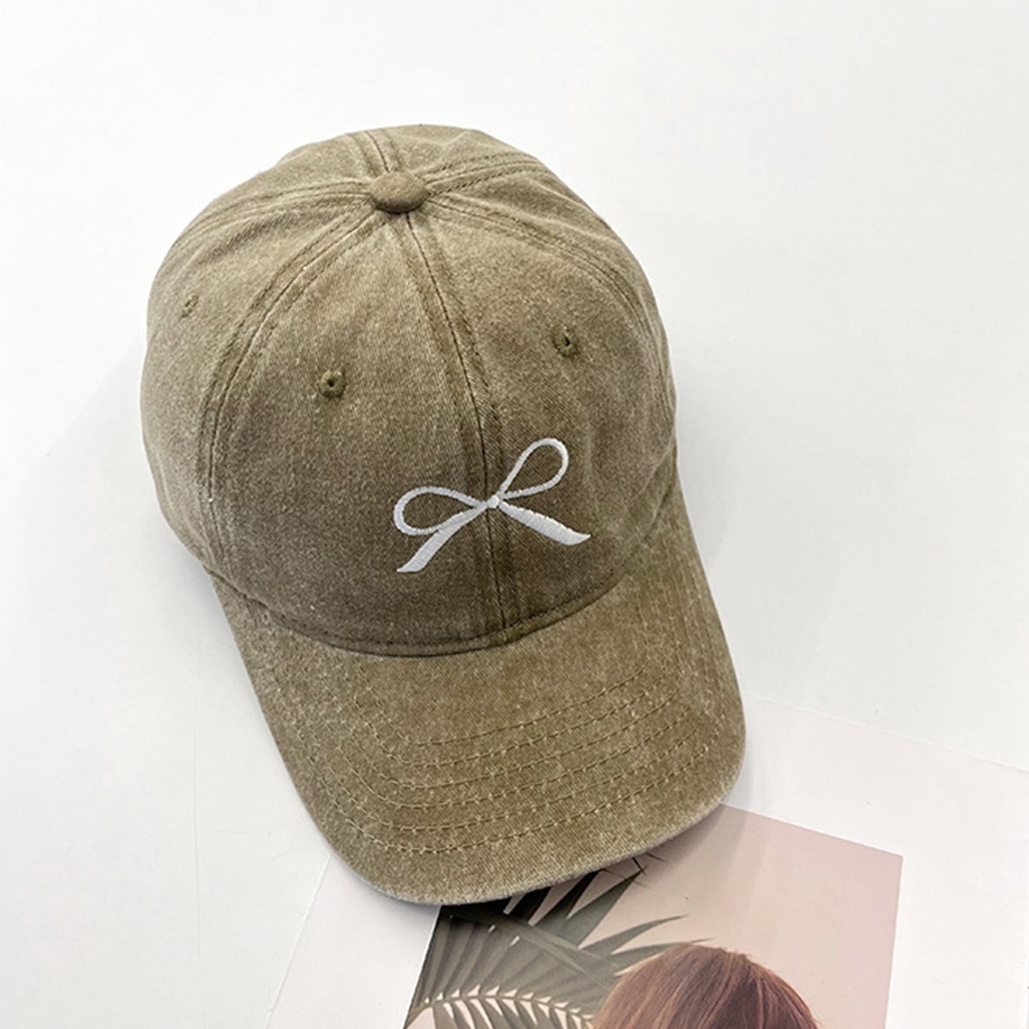 Bow Embroidered Adjustable Cap   