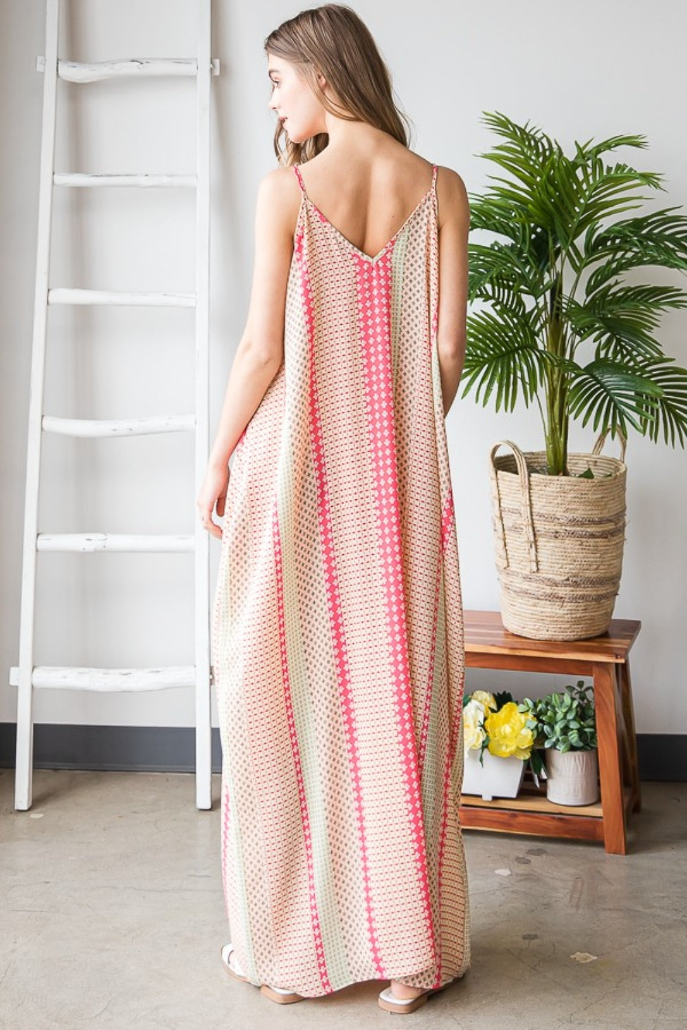 Heimish Printed Maxi Cami Dress with Pockets   