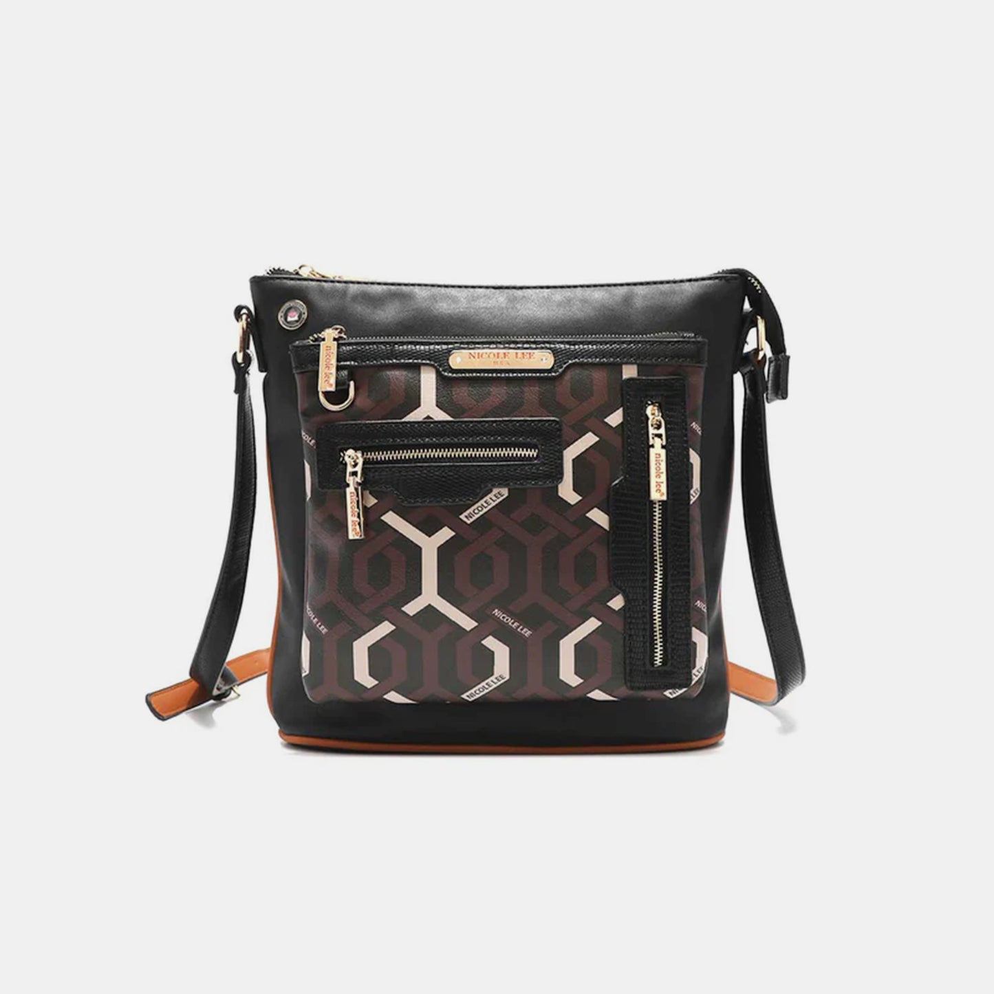 Nicole Lee USA Geometric Pattern Crossbody Bag Black One Size 