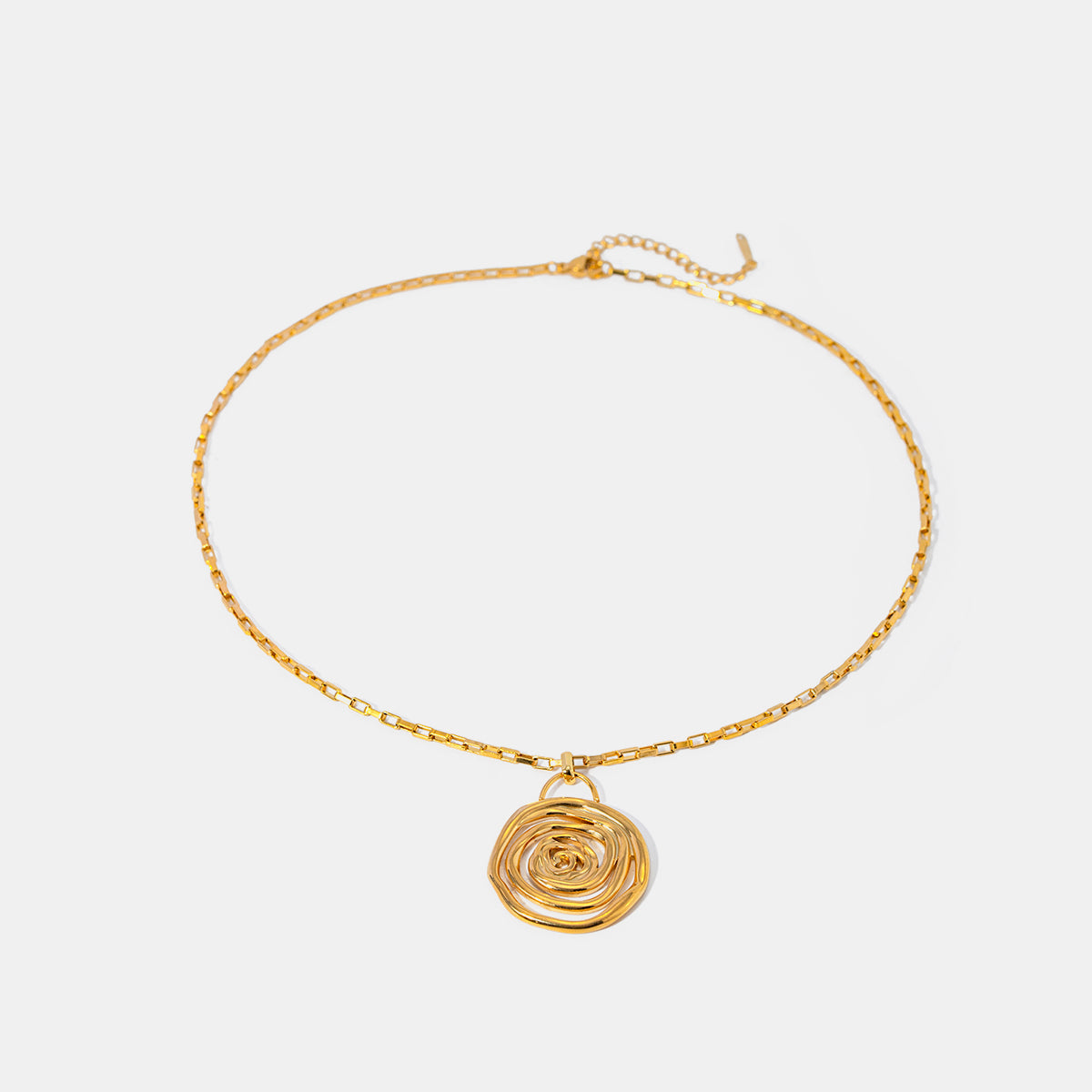 18K Gold-Plated Stainless Steel Spiral Pendant Necklace   