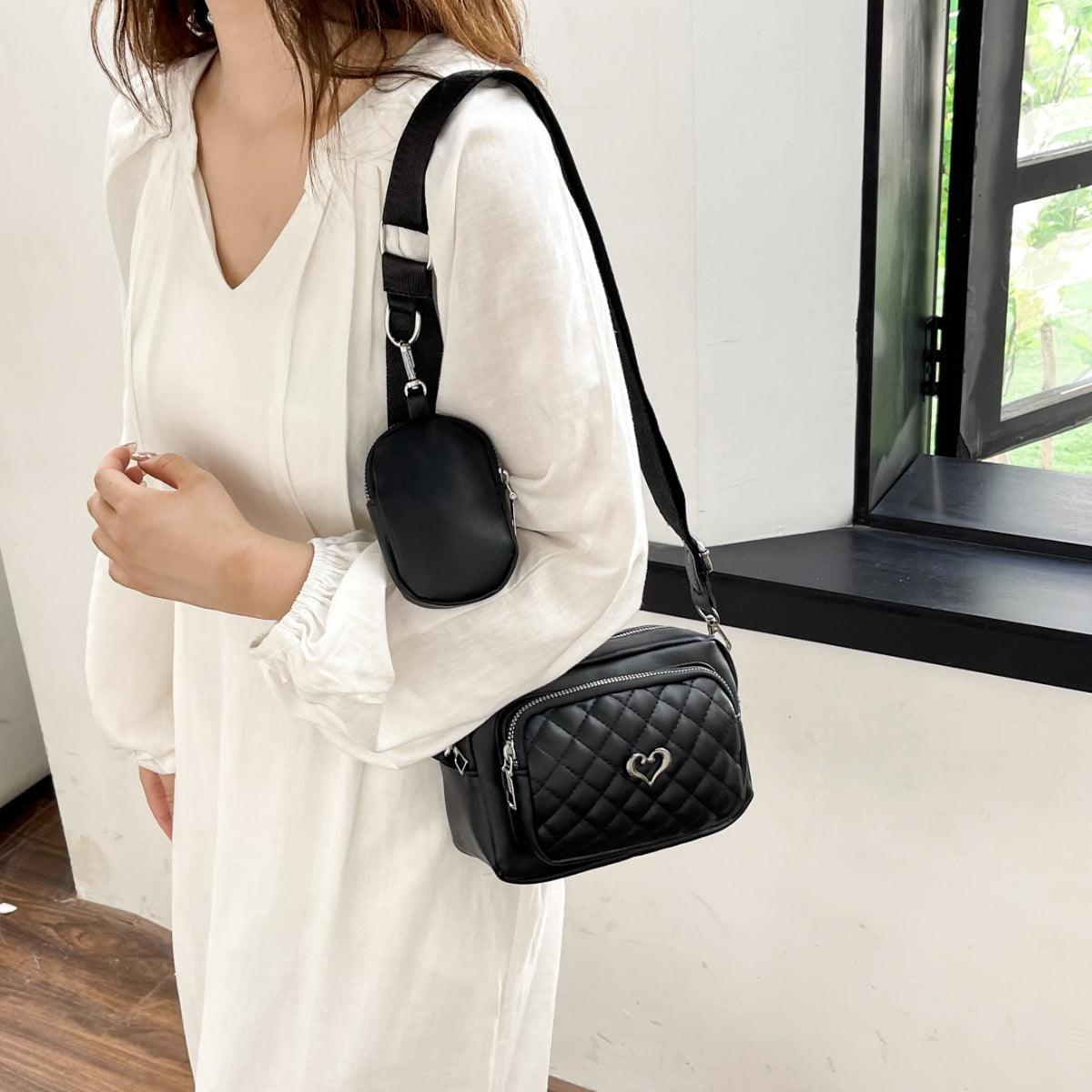 STUNNLY  PU Leather Adjustable Strap Crossbody Bag   