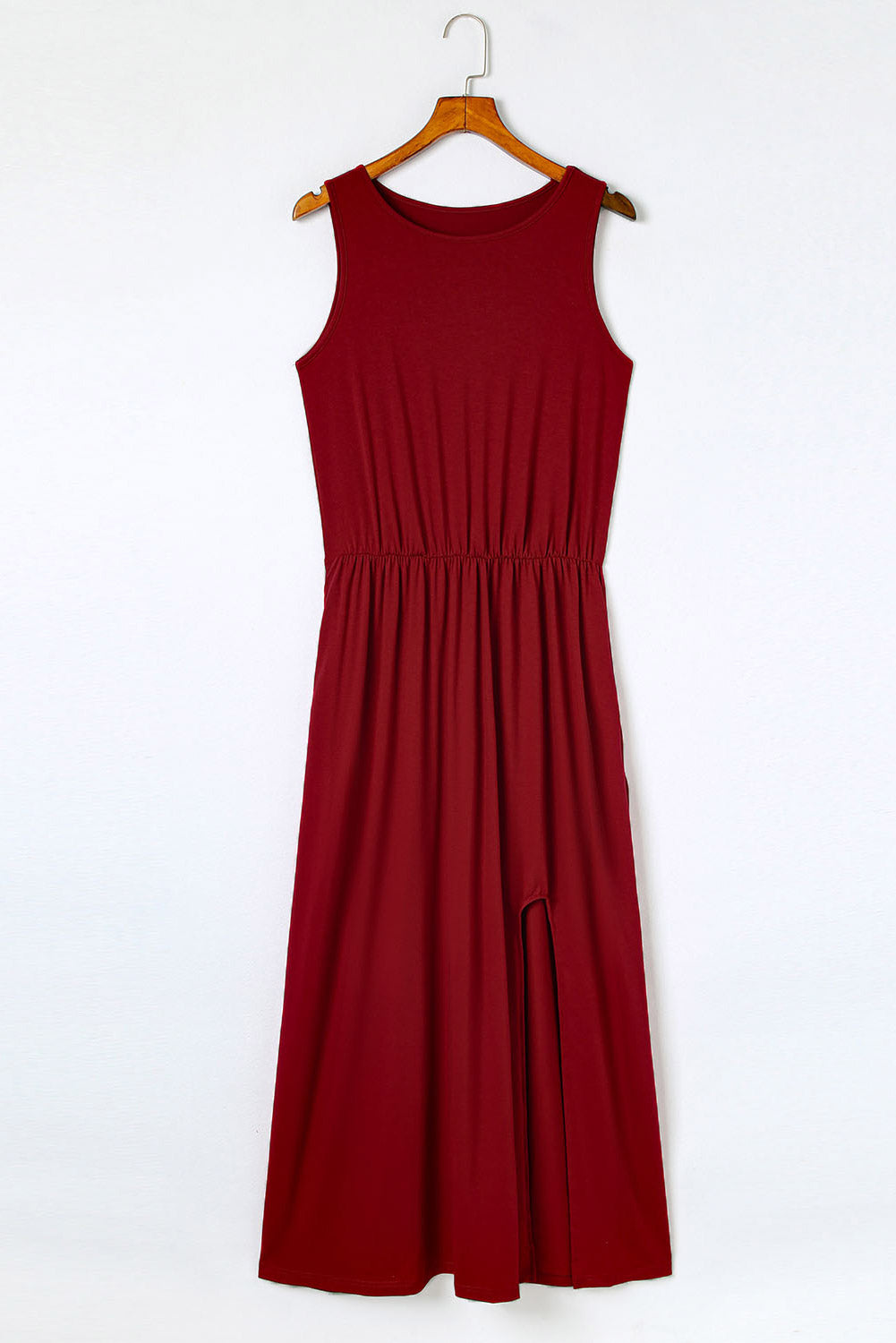 Slit Round Neck Sleeveless Dress   