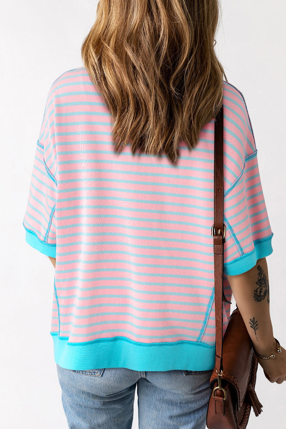 Striped Round Neck Half Sleeve T-Shirt   