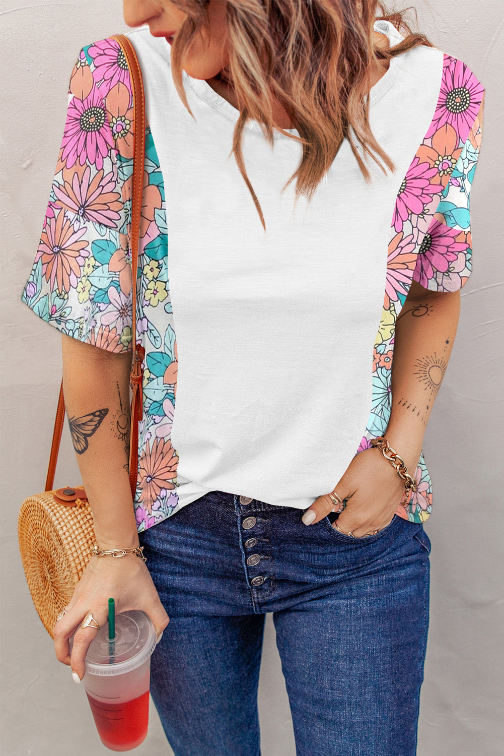 STUNNLY  Printed Round Neck Half Sleeve T-Shirt   