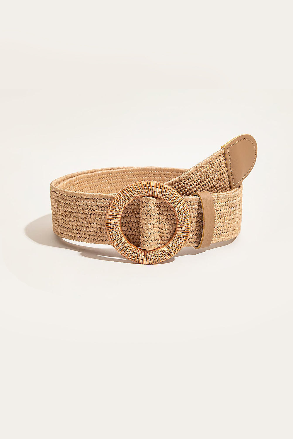 Polypropylene Woven Round Buckle Belt Camel One Size 