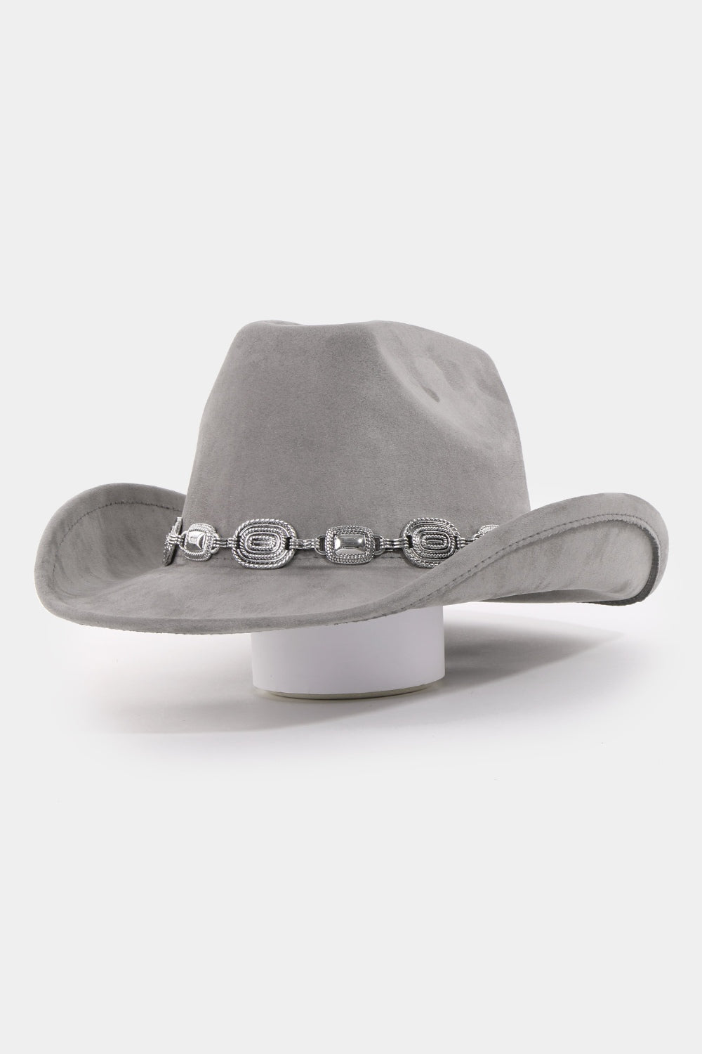 Fame Metal Trim Cowboy Hat Gray One Size 