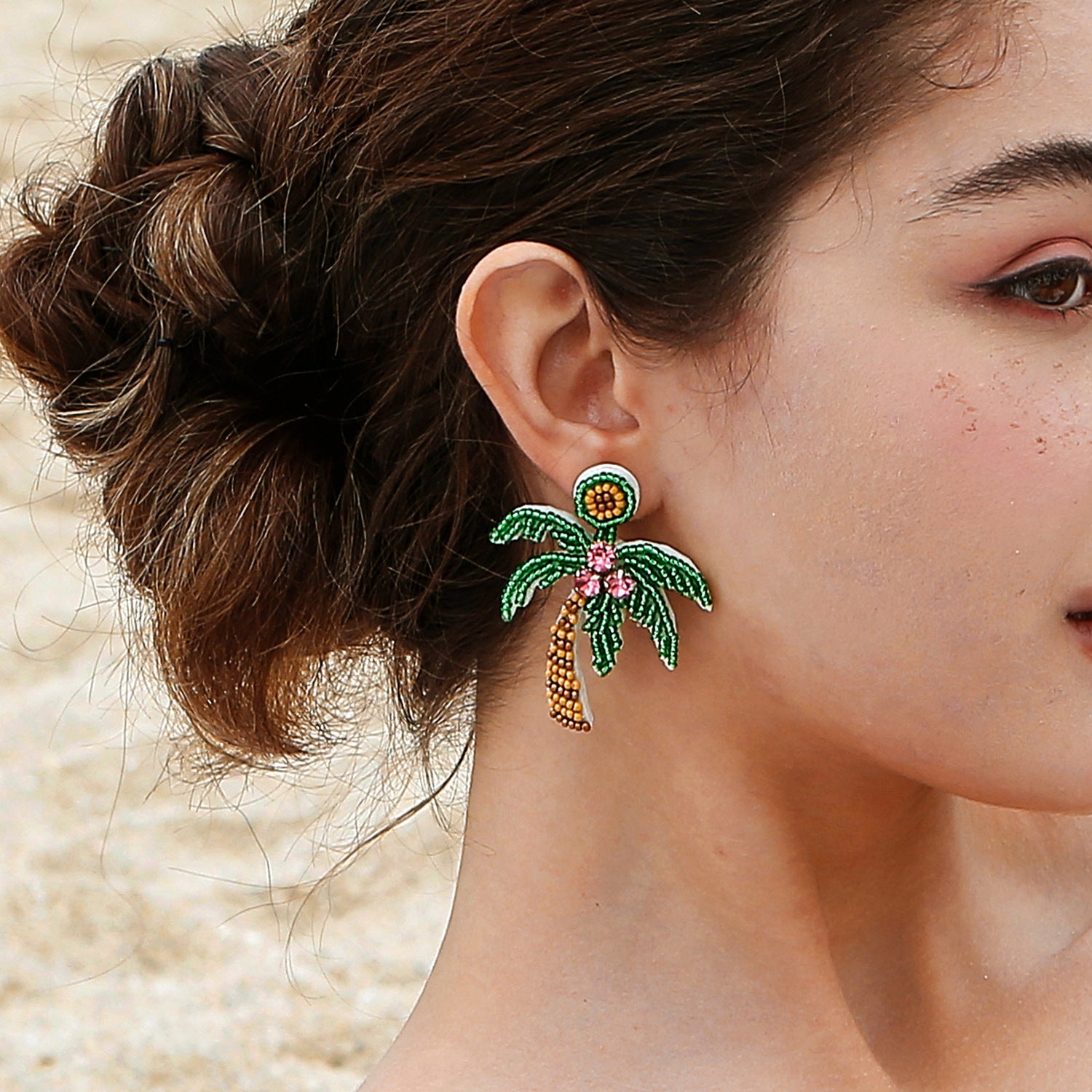 STUNNLY  Rice Bead Coconut Tree Earrings   