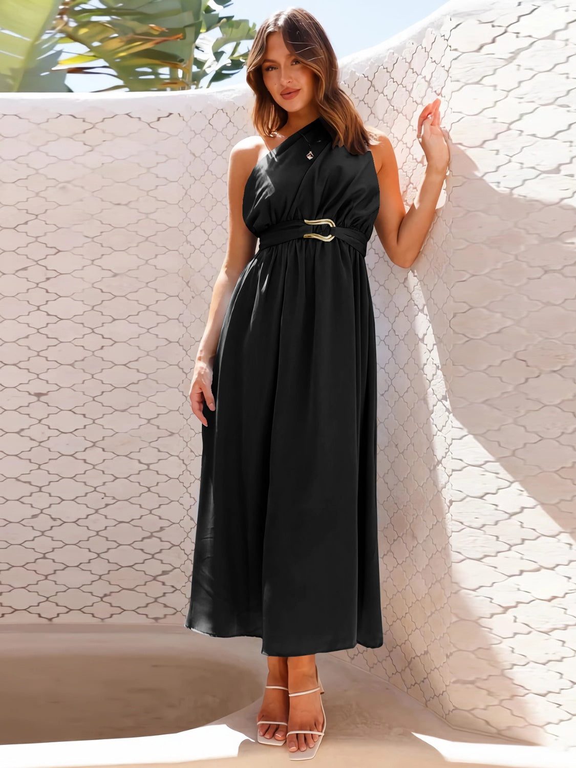 Single Shoulder Midi Dress   