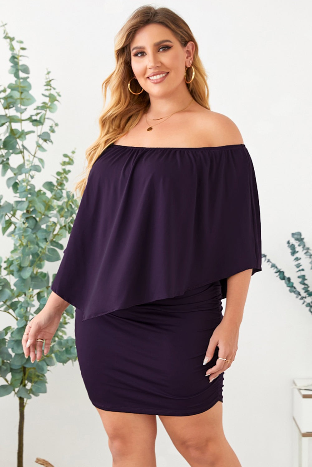 Full Size Off-Shoulder Half Sleeve Dress   