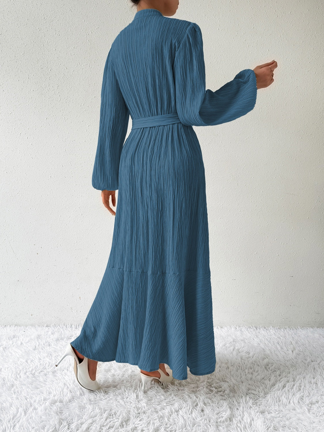 Tie Waist Long Sleeve Dress   