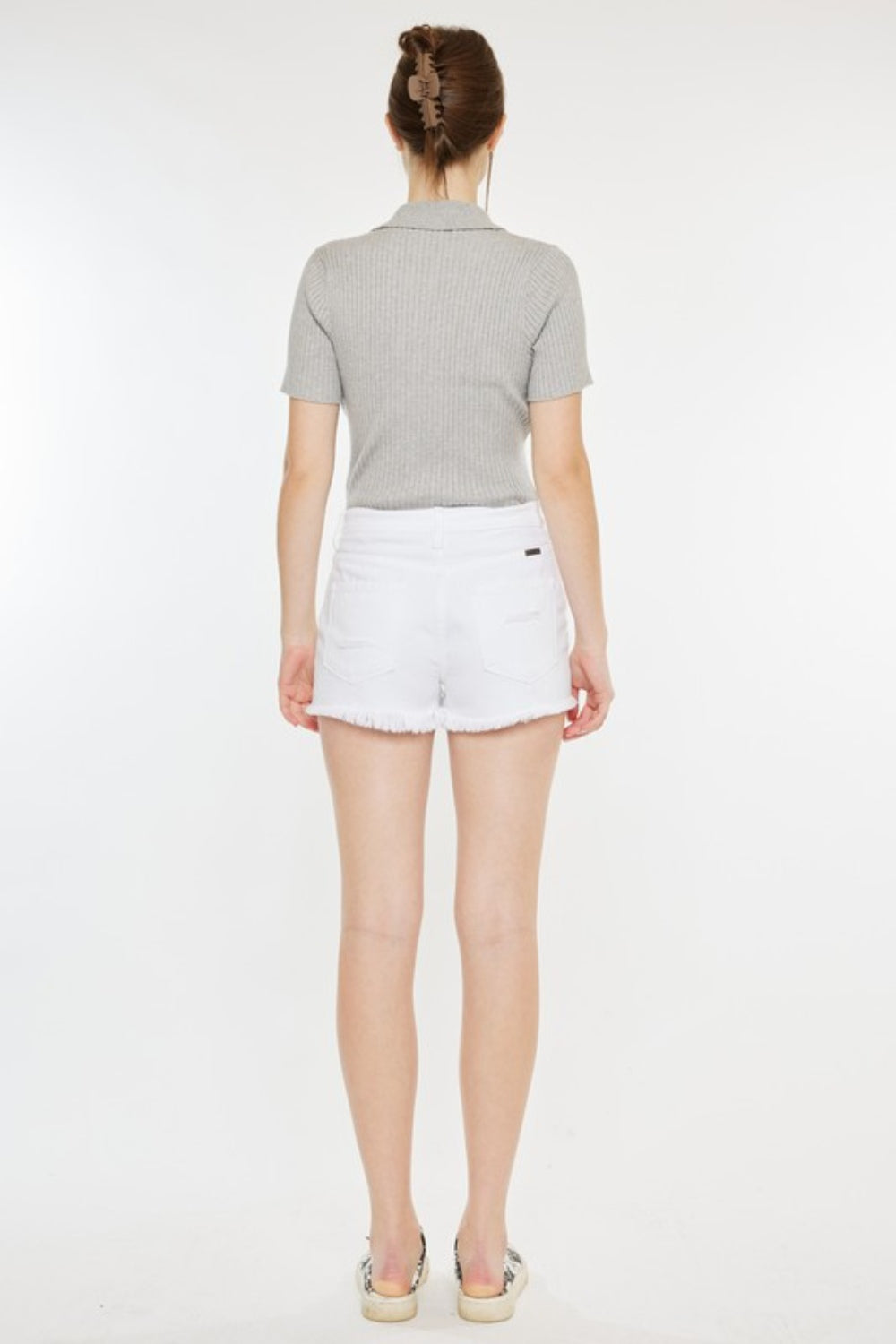 STUNNLY  Kancan Raw Hem Distressed Denim Shorts   