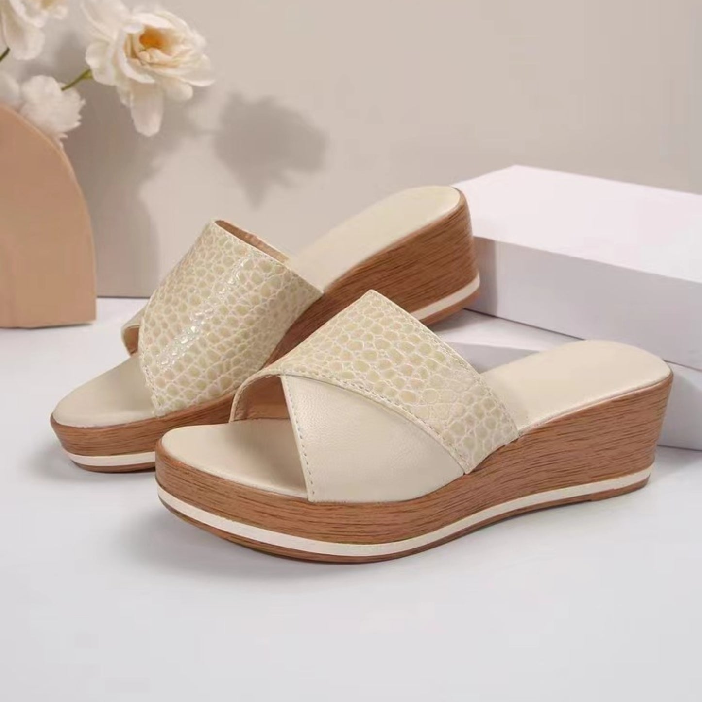 PU Leather Open Toe Sandals   