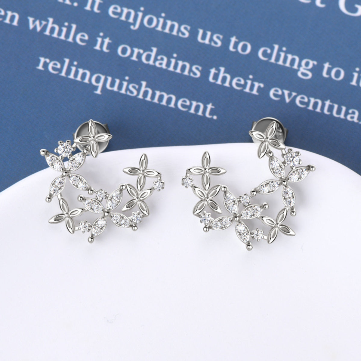 925 Sterling Silver Moissanite Lucky Clover Earrings   