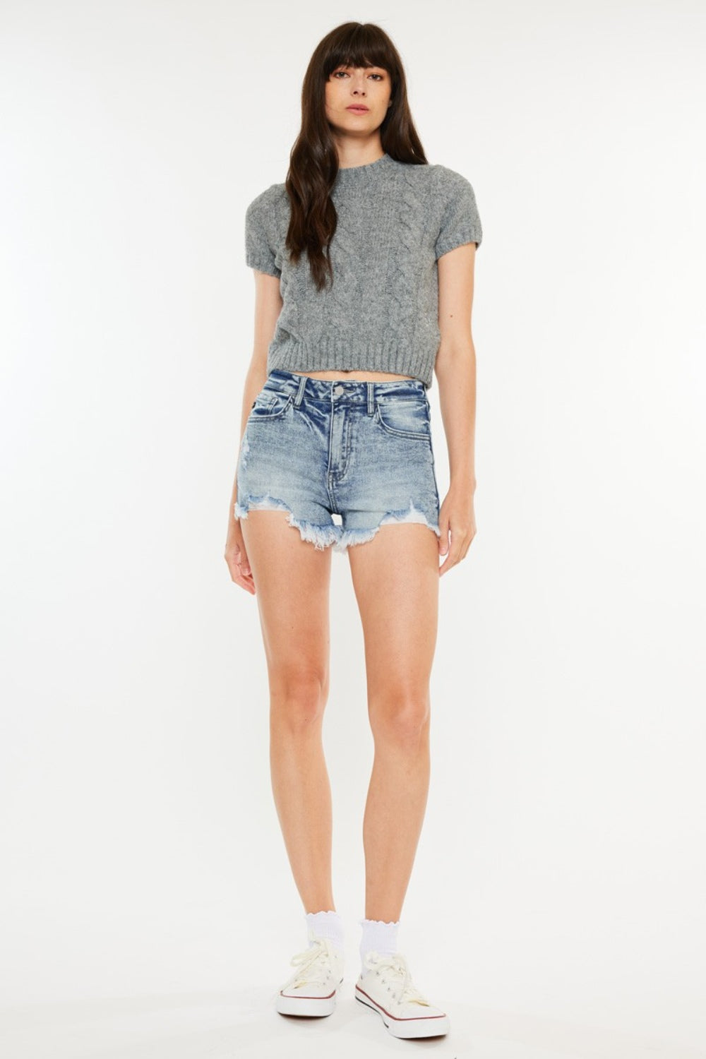 STUNNLY  Kancan High Rise Frayed Hem Denim Shorts Medium 3 