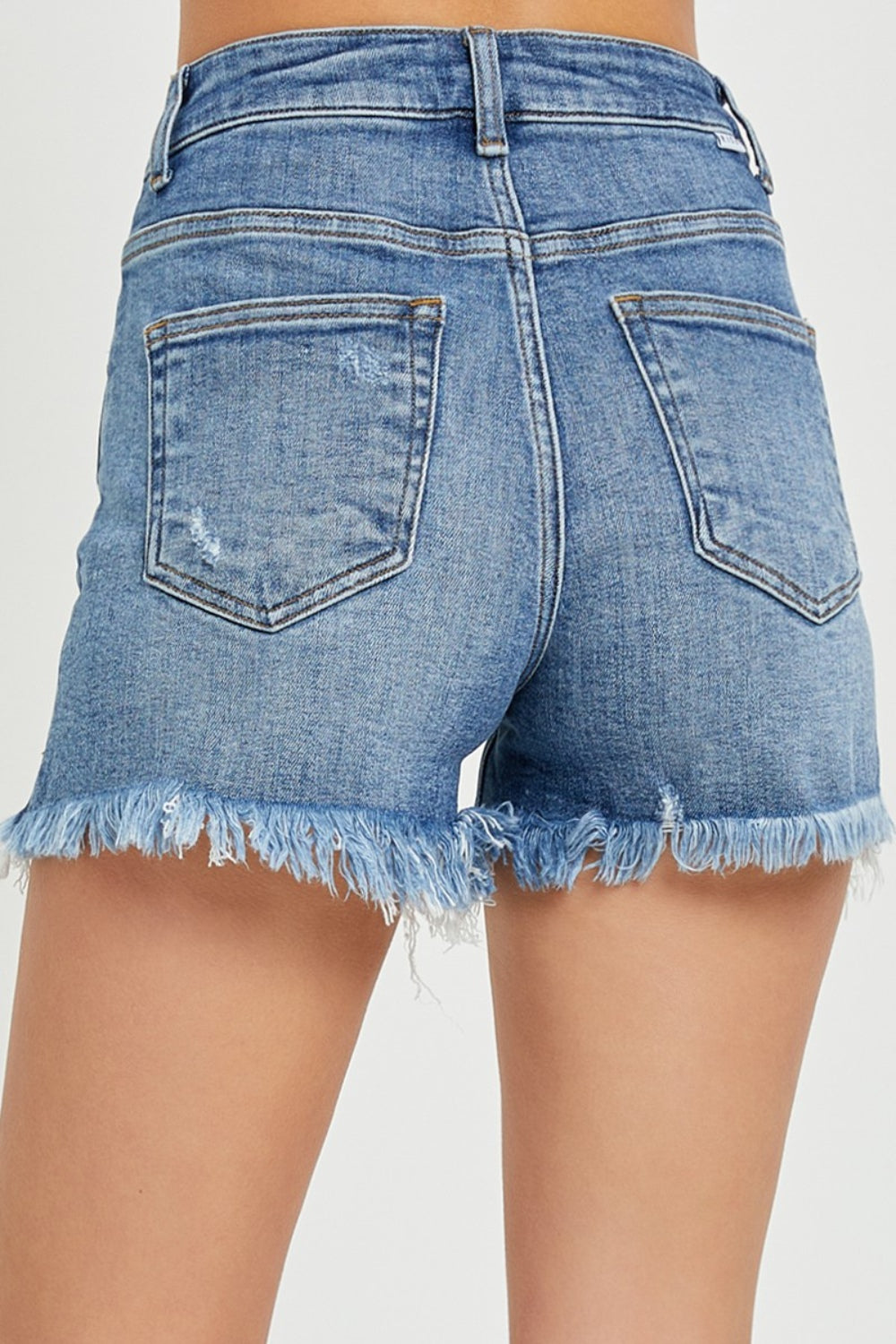 STUNNLY  RISEN Full Size High Rise Raw Hem Denim Shorts   