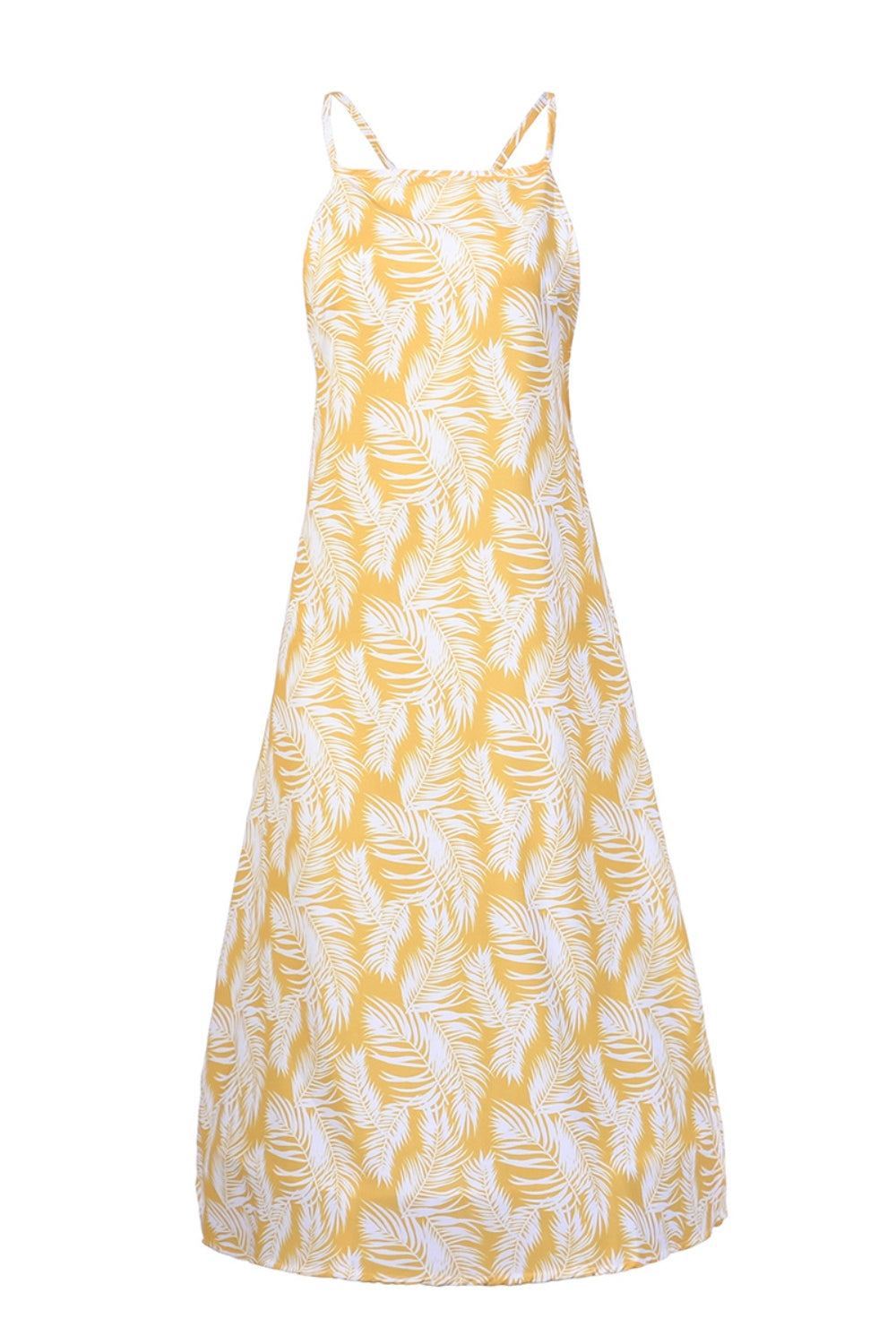 Slit Crisscross Printed Sleeveless Cami Dress   